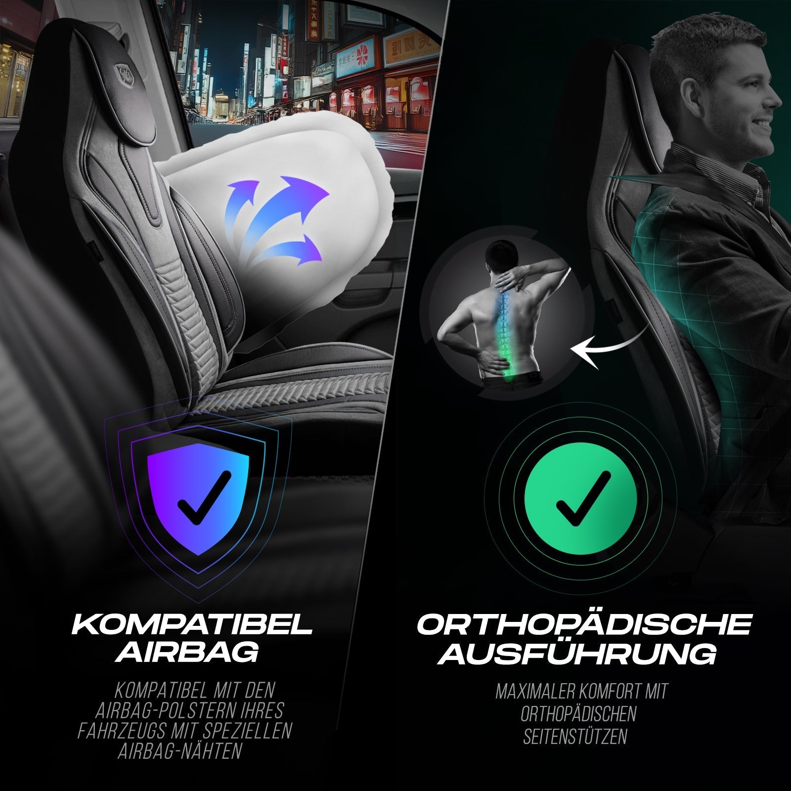 Tokyo Autositzbezüge für Seat Leon, Velours & Leder
