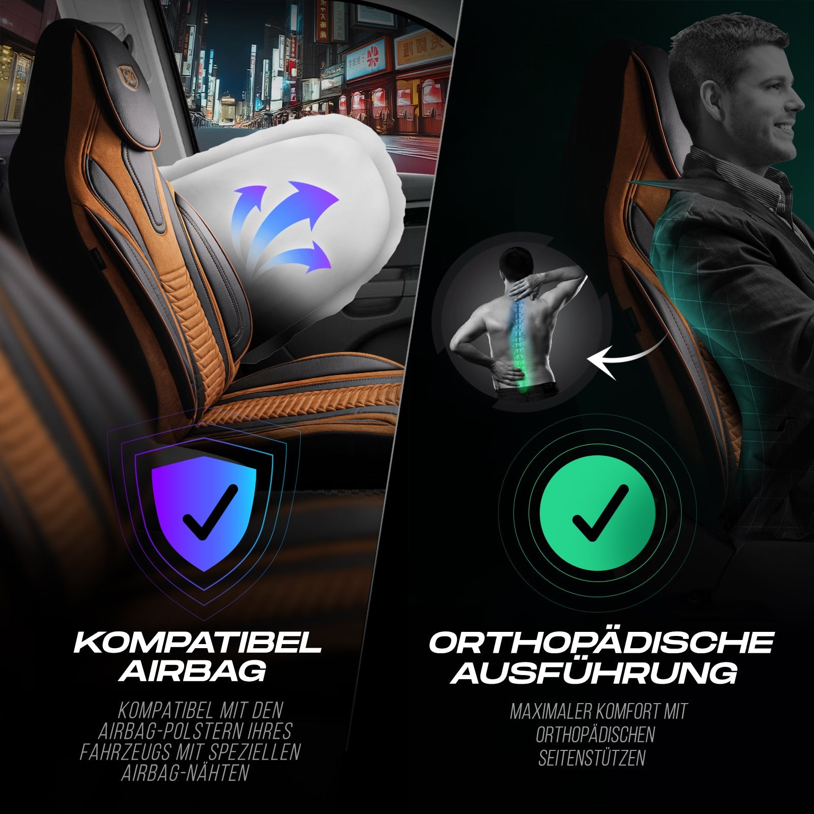 Tokyo Autositzbezüge für Audi A6, Velours & Leder