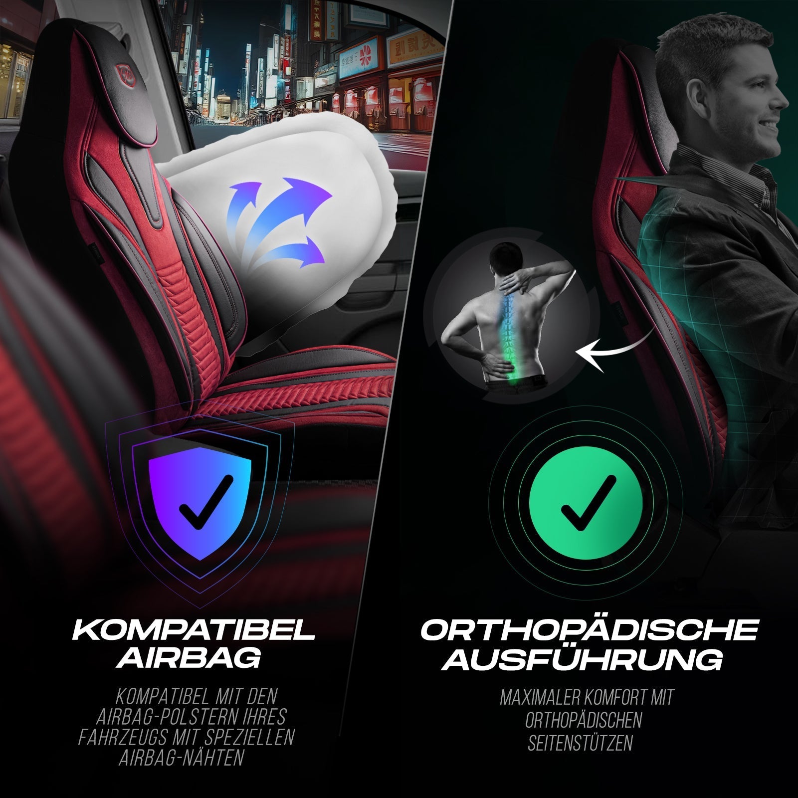 Tokyo Autositzbezüge für Kia Venga, Velours & Leder
