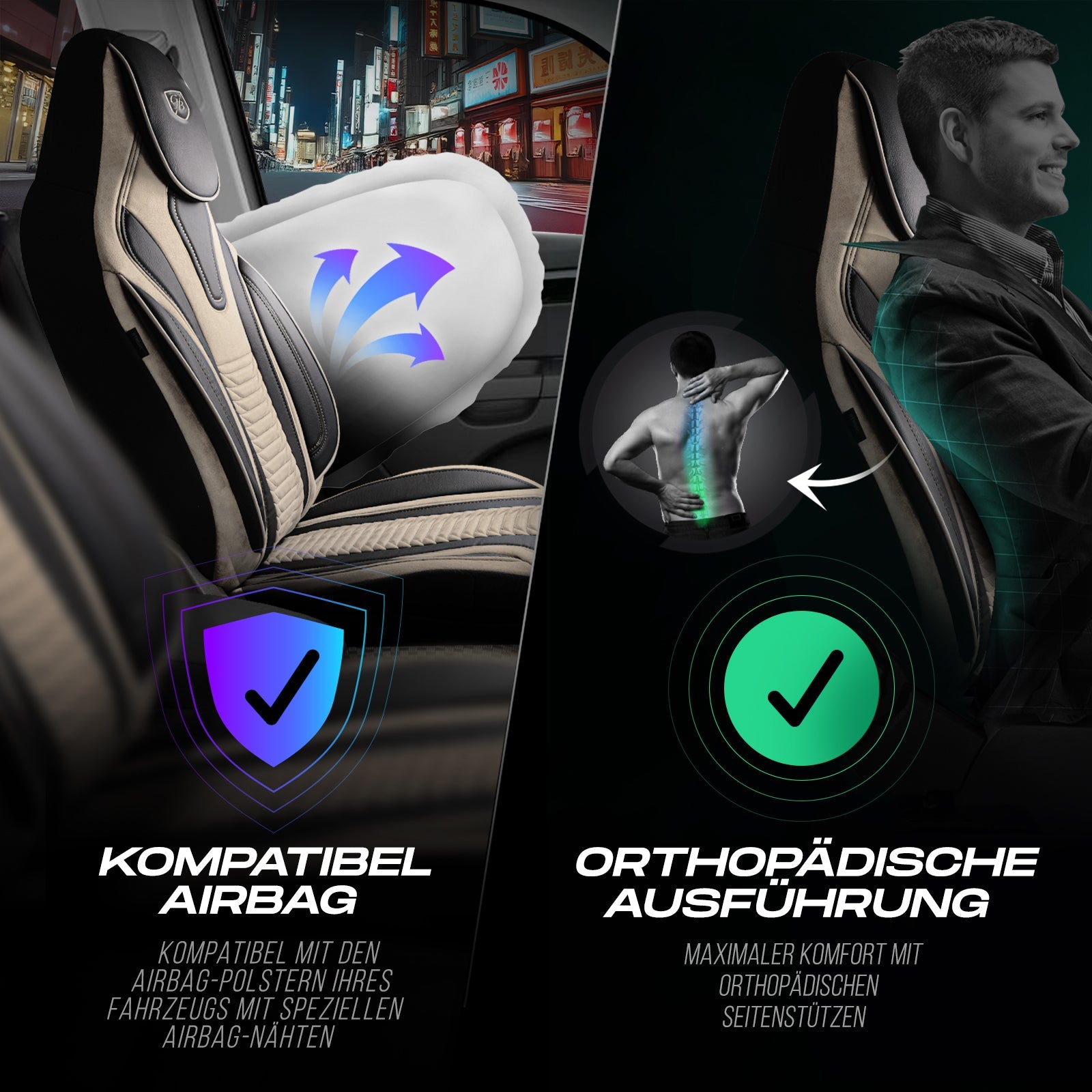 Tokyo Autositzbezüge für VW Golf, Velours & Leder