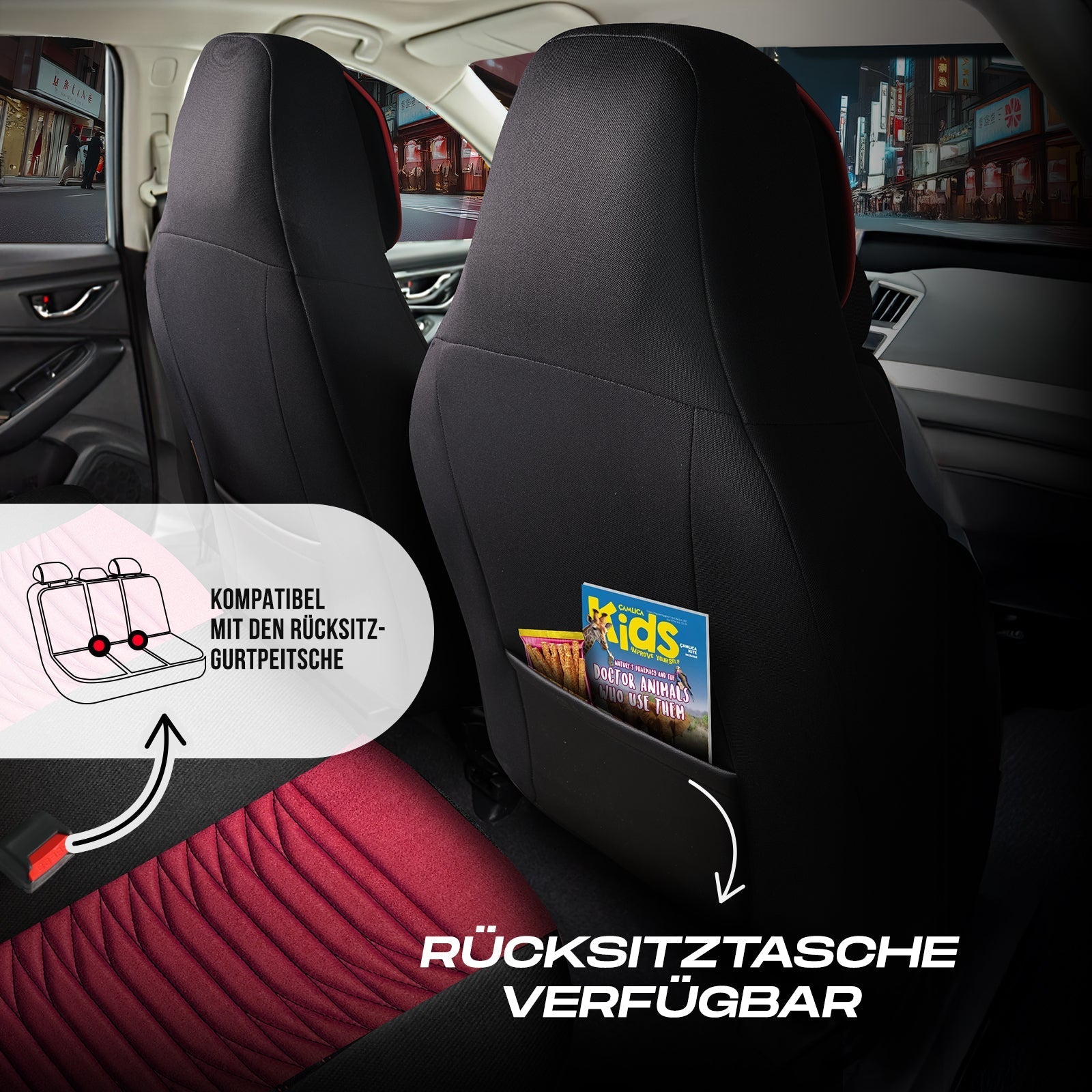 Tokyo Autositzbezüge für Jeep Commander, Velours & Leder