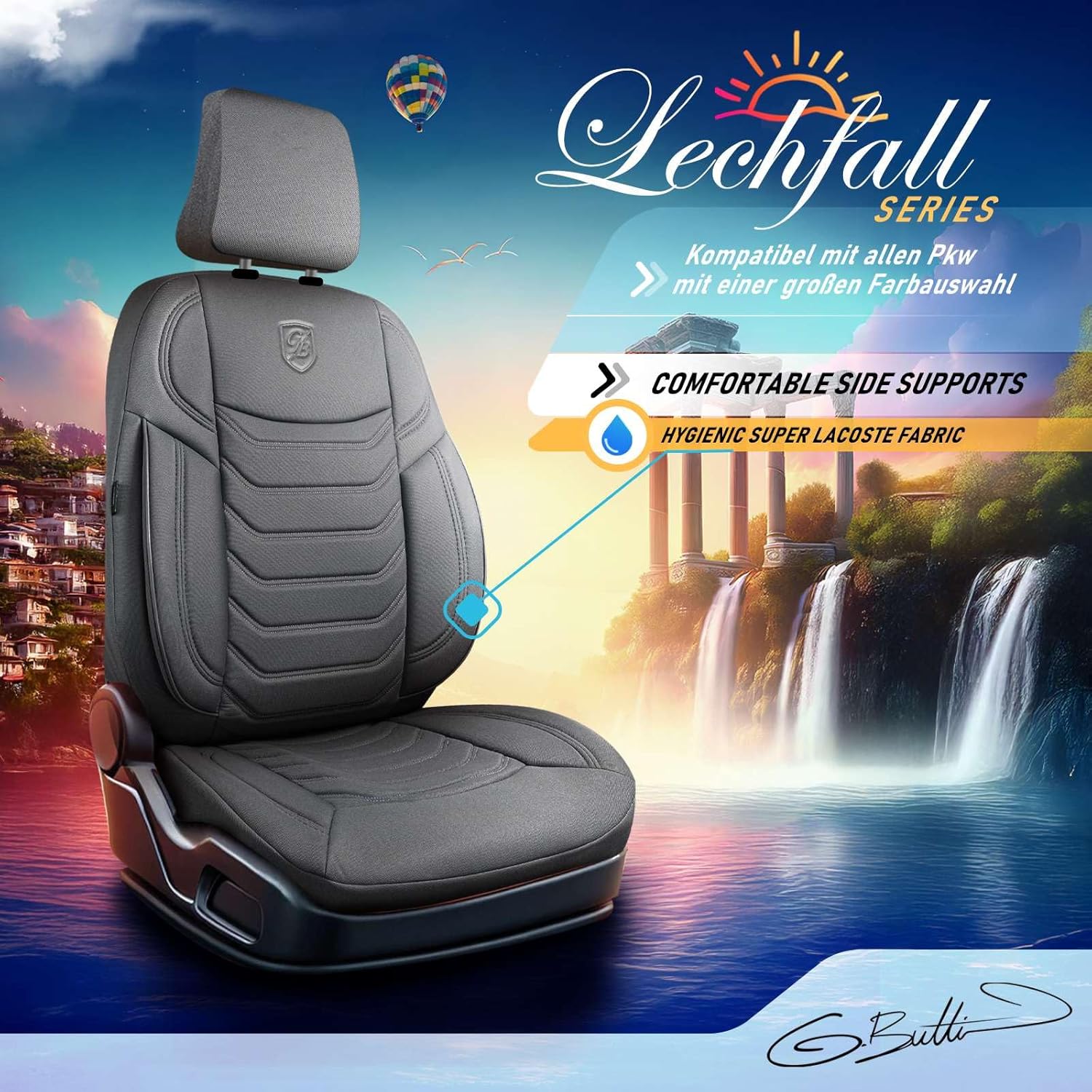 Lechfall Autositzbezüge für Audi A3, Lacoste-Stoff