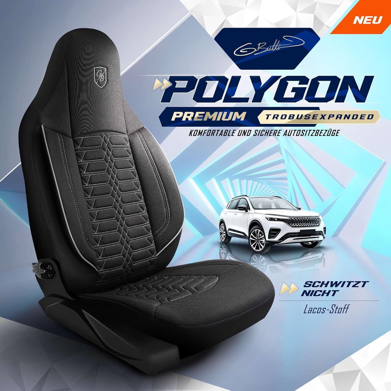 Polygon Autositzbezüge für PKW & SUV, Lacoste-Stoff