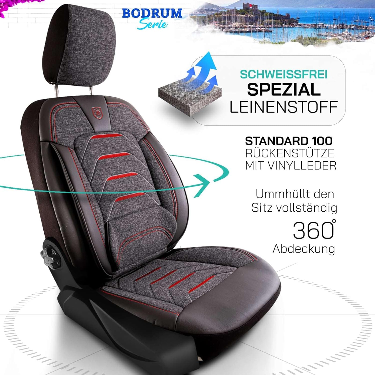 Bodrum Autositzbezüge für PKW & SUV, Leinen
