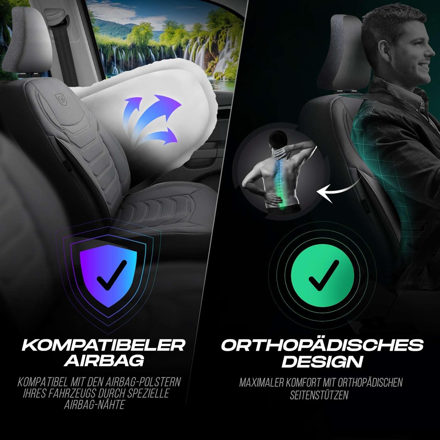 Lechfall Autositzbezüge für PKW & SUV, Lacoste-Stoff