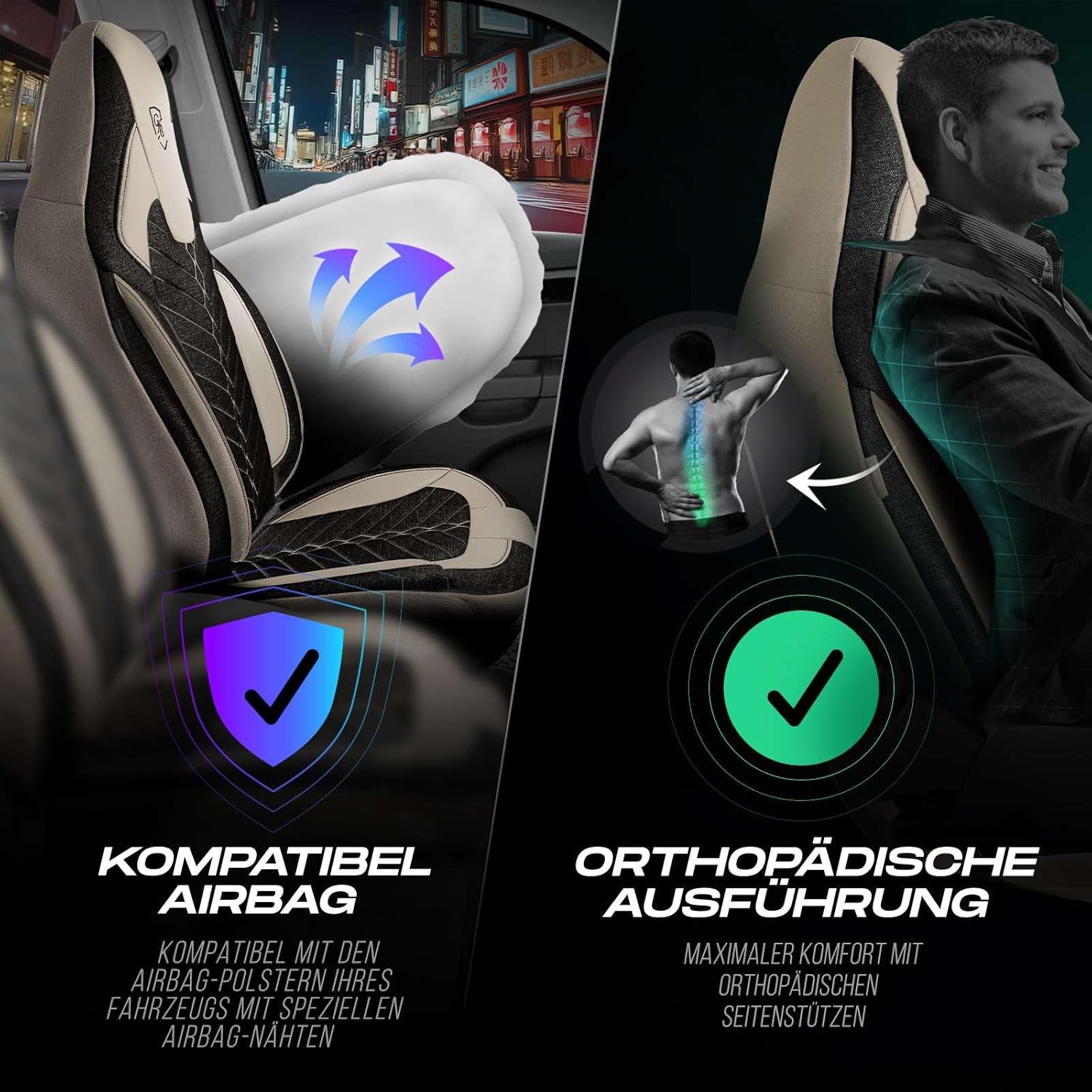 Munich Autositzbezüge für Mercedes Benz A-Klasse, Leinen