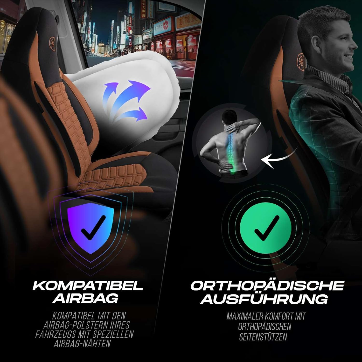 Polygon Autositzbezüge für PKW & SUV, Lacoste-Stoff