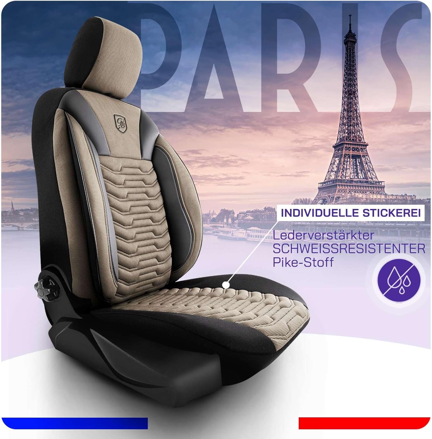Paris Autositzbezüge für PKW & SUV, Piqué-Stoff