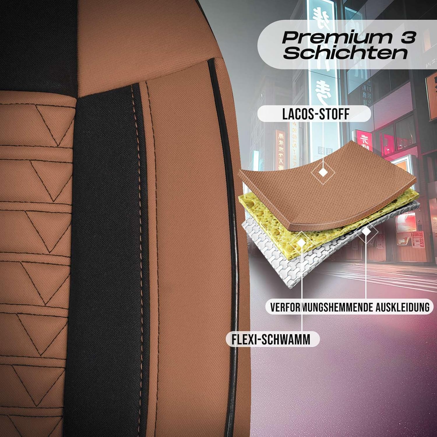 Polygon Autositzbezüge für VW Caddy, Lacoste-Stoff