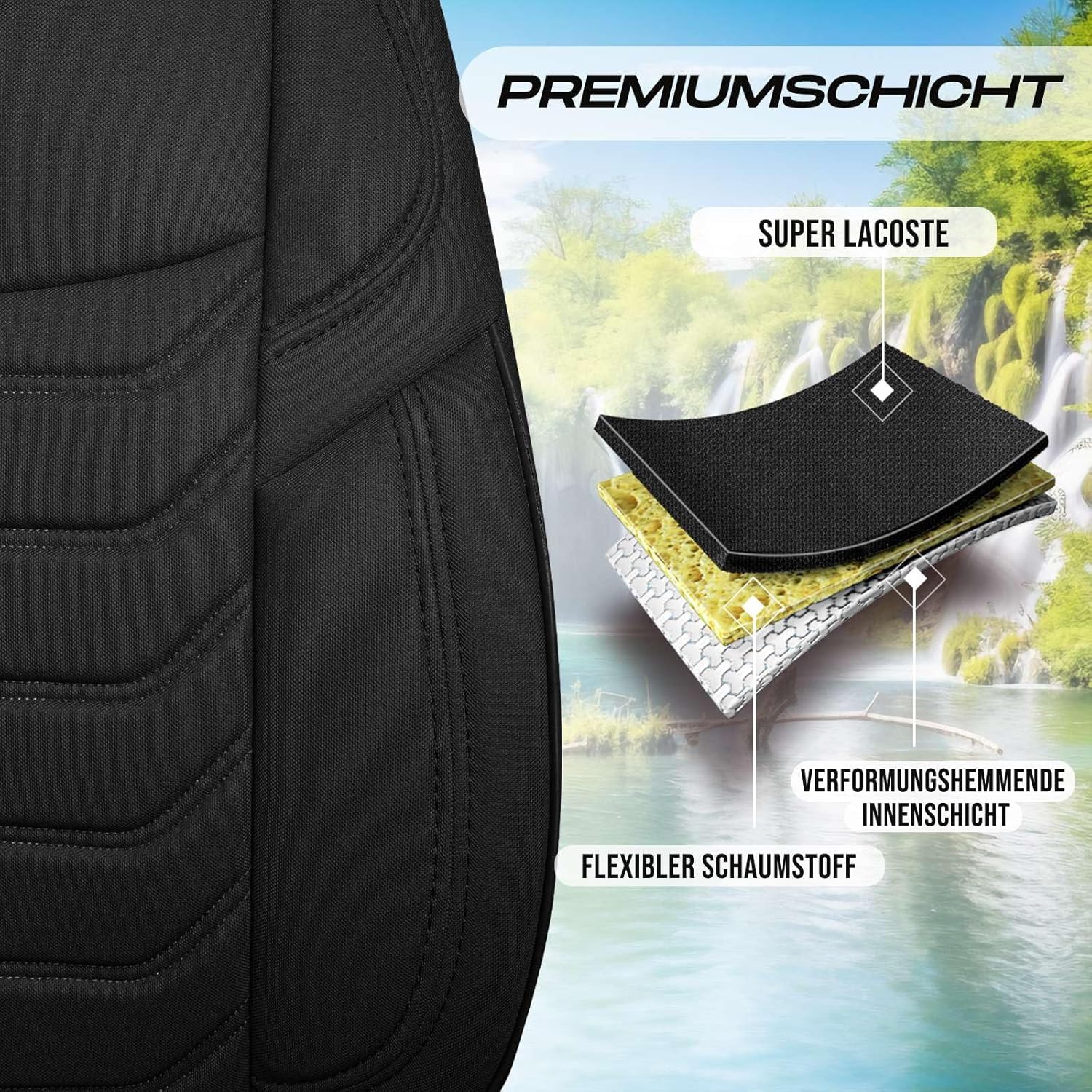 Lechfall Autositzbezüge für PKW & SUV, Lacoste-Stoff