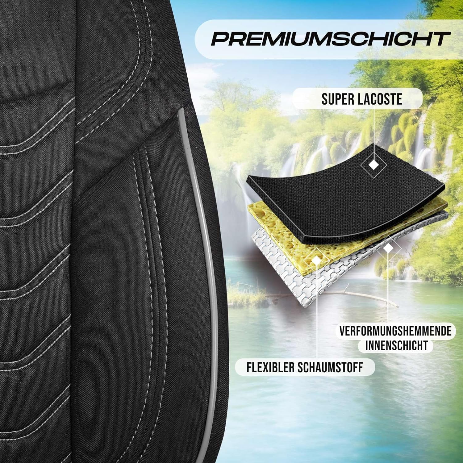 Lechfall Autositzbezüge für Audi A3, Lacoste-Stoff