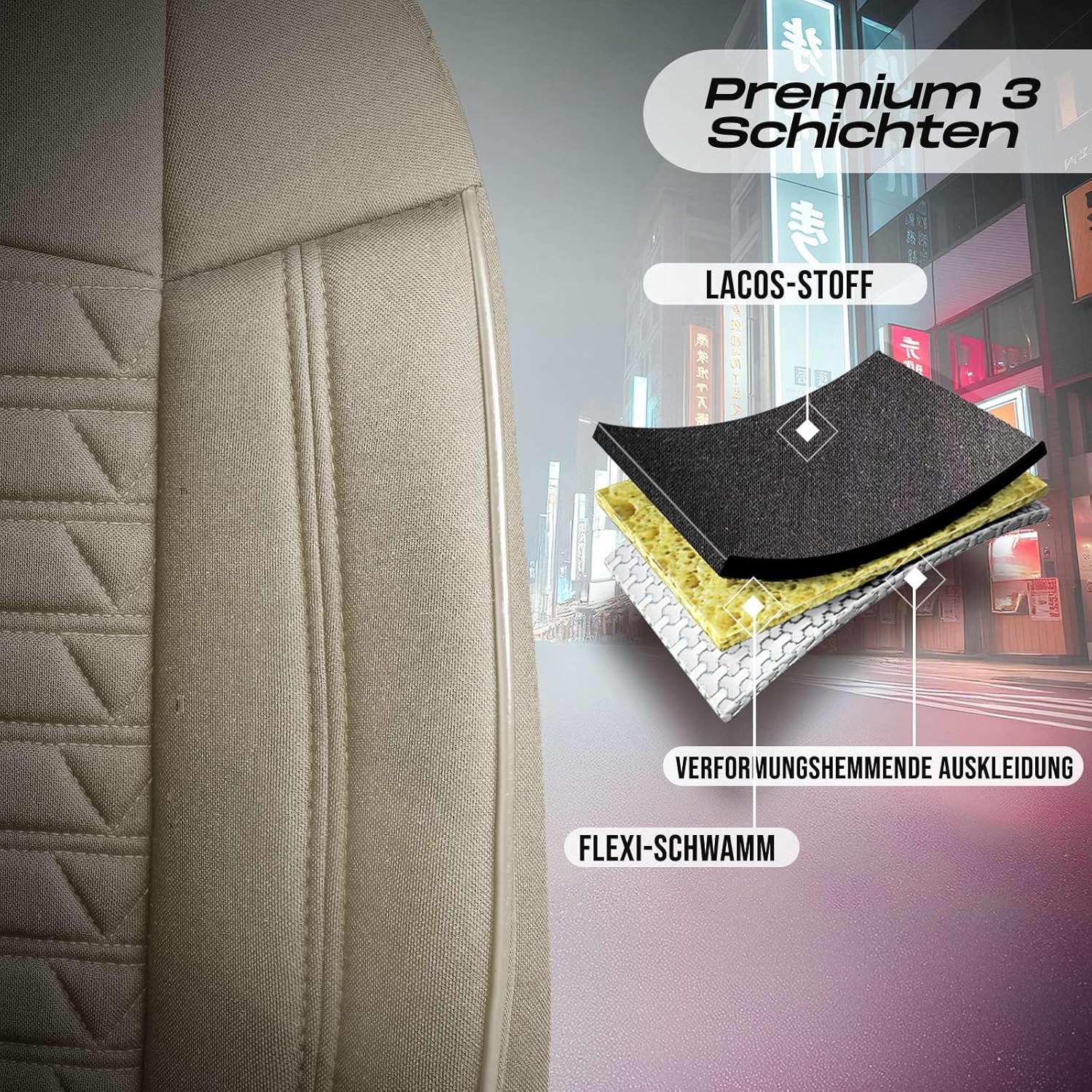 Polygon Autositzbezüge für Mazda 6, Lacoste-Stoff