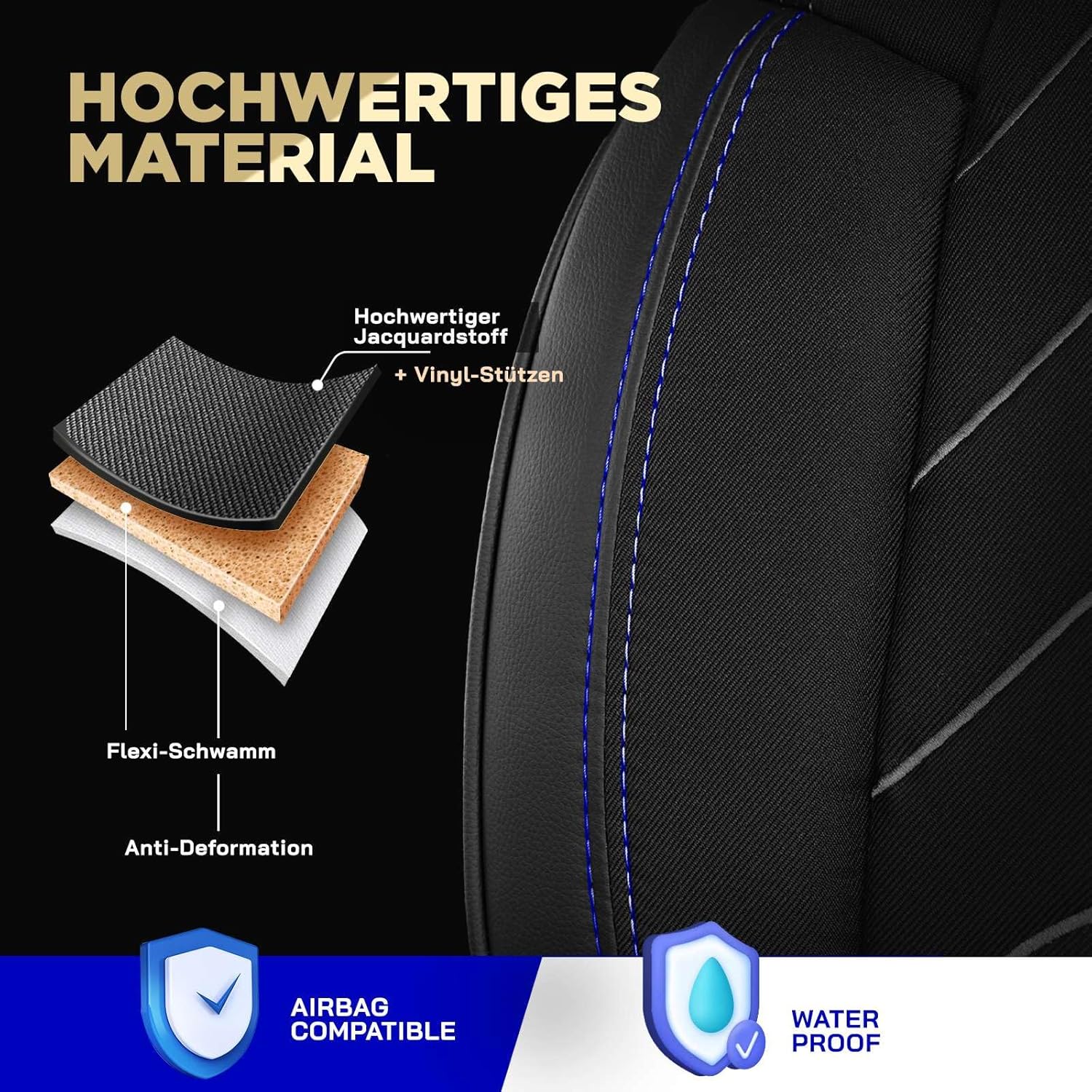 Autositzbezüge Universal 2+1 für FIAT Ducato (2014-2026), Leinen