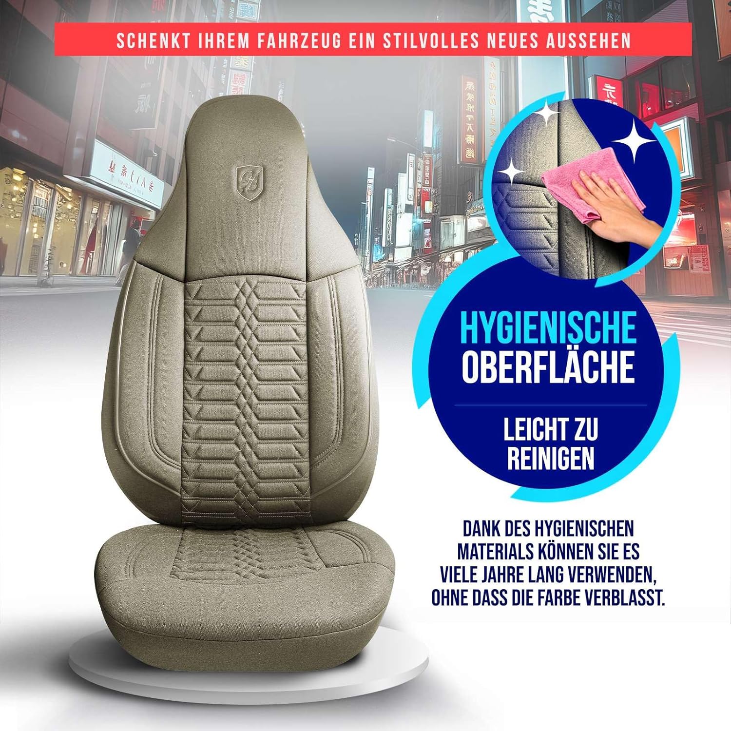 Polygon Autositzbezüge für PKW & SUV, Lacoste-Stoff