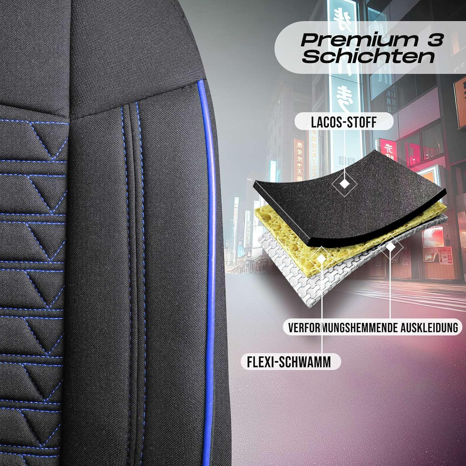 Polygon Autositzbezüge für Ford Fiesta, Lacoste-Stoff
