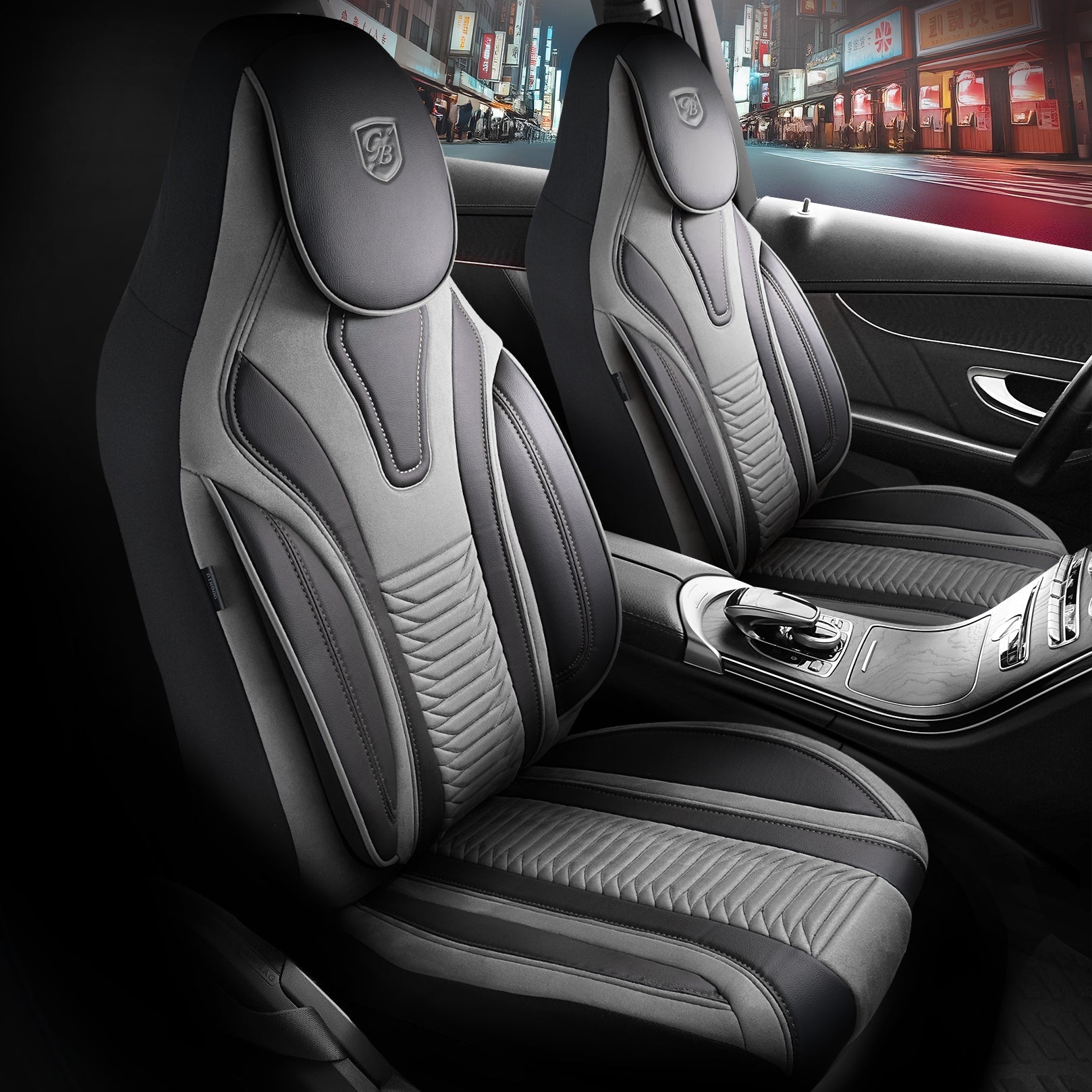 Tokyo Autositzbezüge für Kia Stonic, Velours & Leder