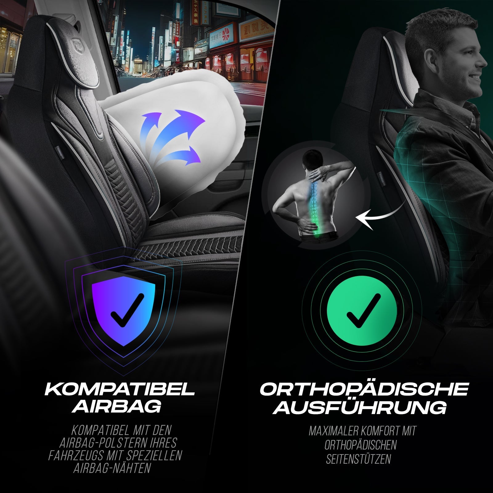 Tokyo Autositzbezüge für Mercedes Benz A-Klasse, Velours & Leder