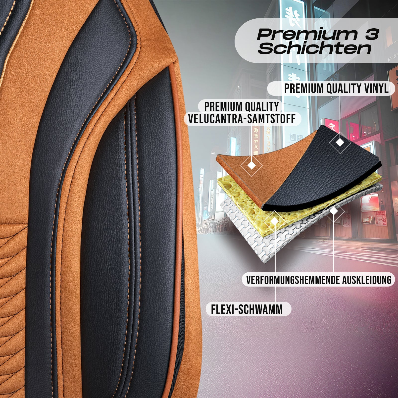 Tokyo Autositzbezüge für Mercedes Benz GLE-Klasse, Velours & Leder