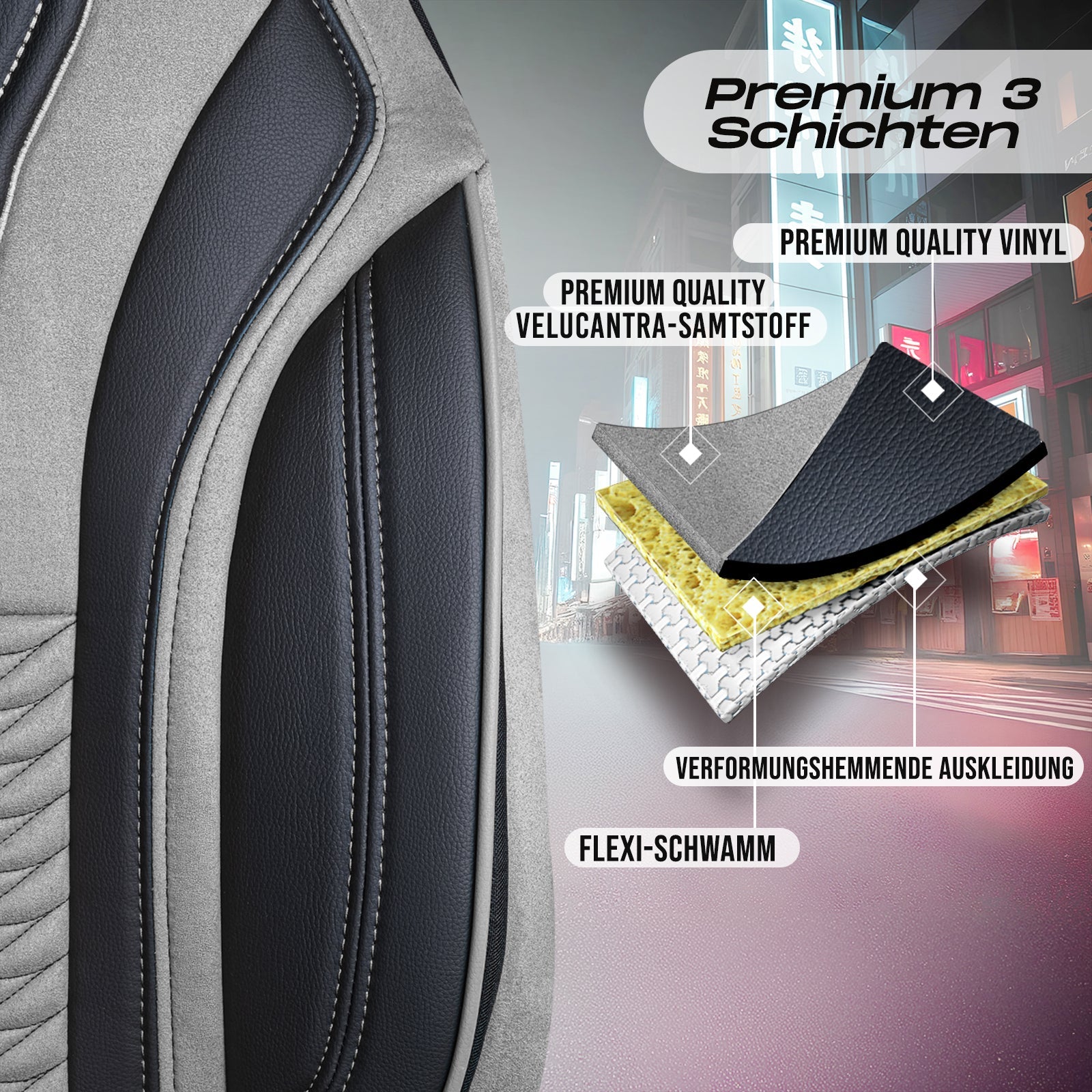 Tokyo Autositzbezüge für VW Touareg, Velours & Leder