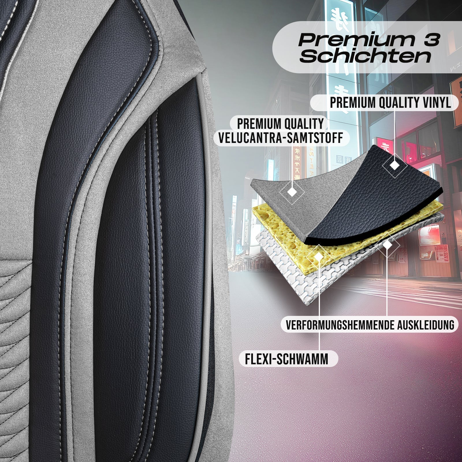 Tokyo Autositzbezüge für Chevrolet Captiva, Velours & Leder