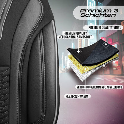 Tokyo Autositzbezüge für Audi A6, Velours & Leder