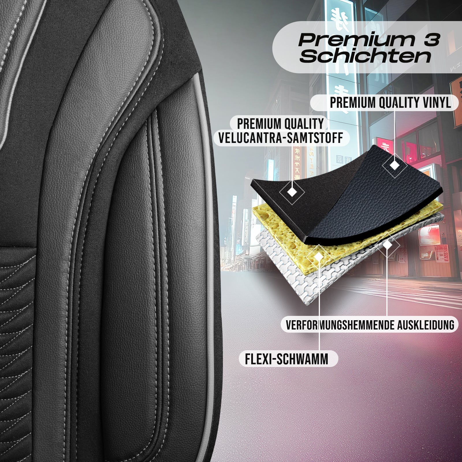 Tokyo Autositzbezüge für Nissan Primastar, Velours & Leder