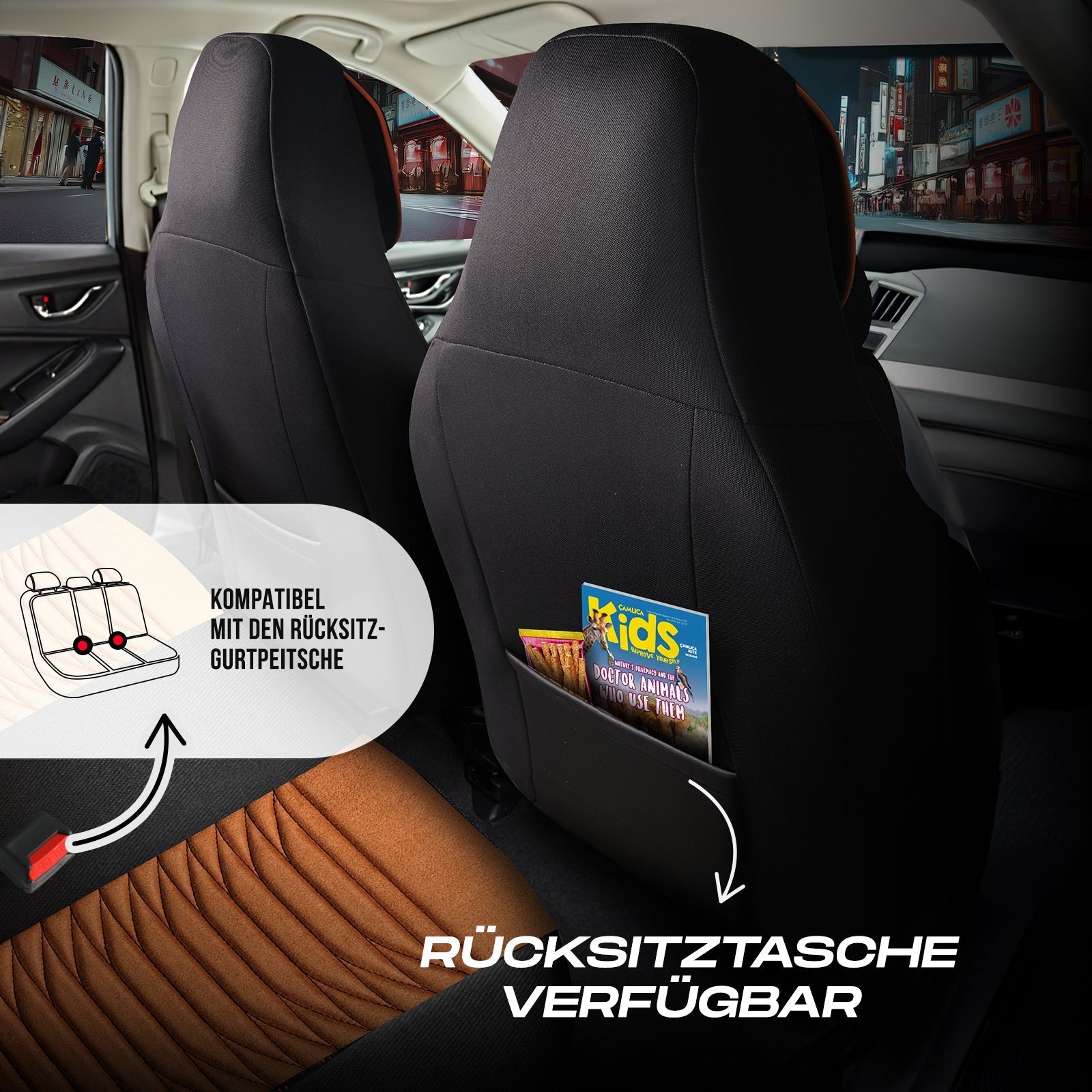 Tokyo Autositzbezüge für Peugeot 208, Velours & Leder
