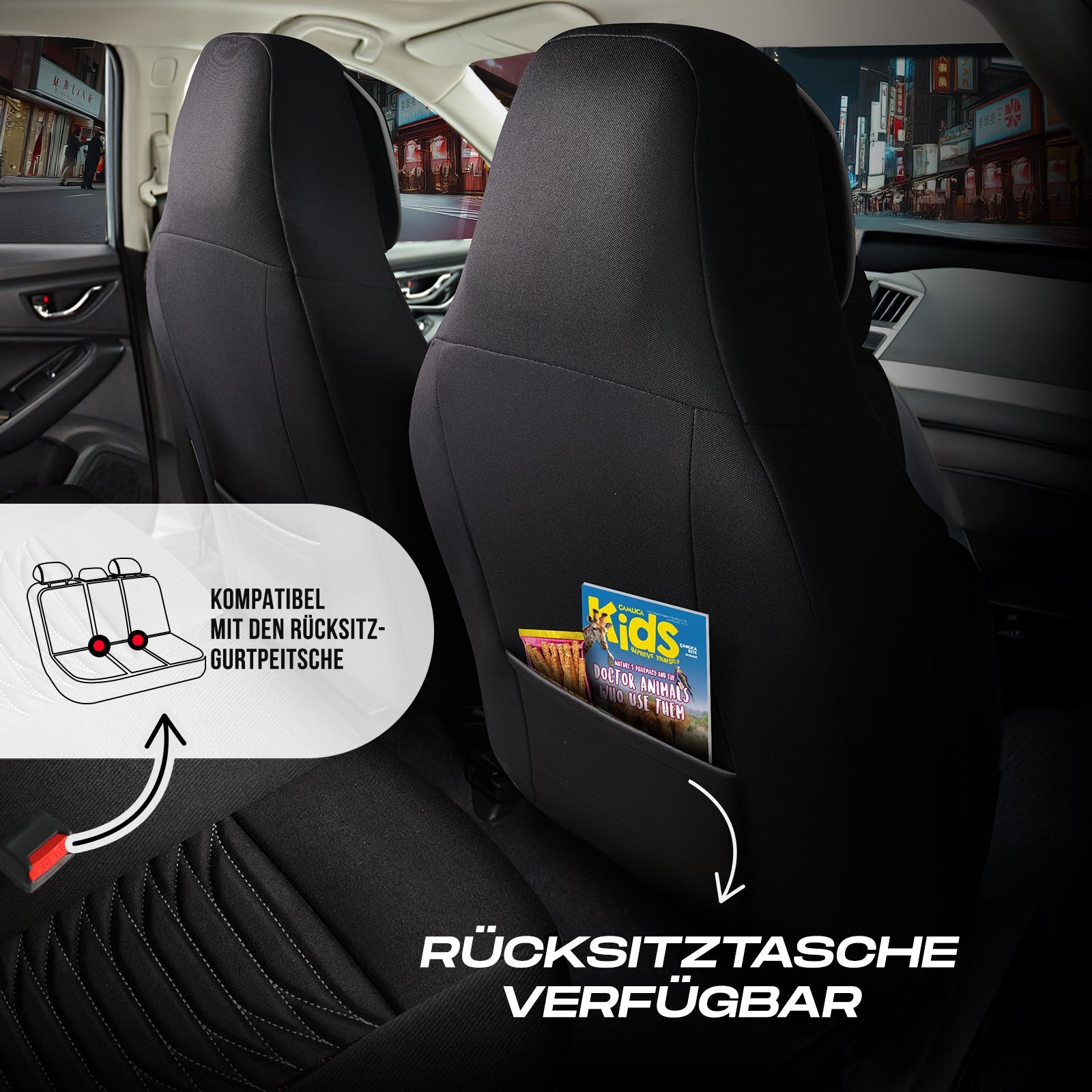 Tokyo Autositzbezüge für Kia Stinger, Velours & Leder