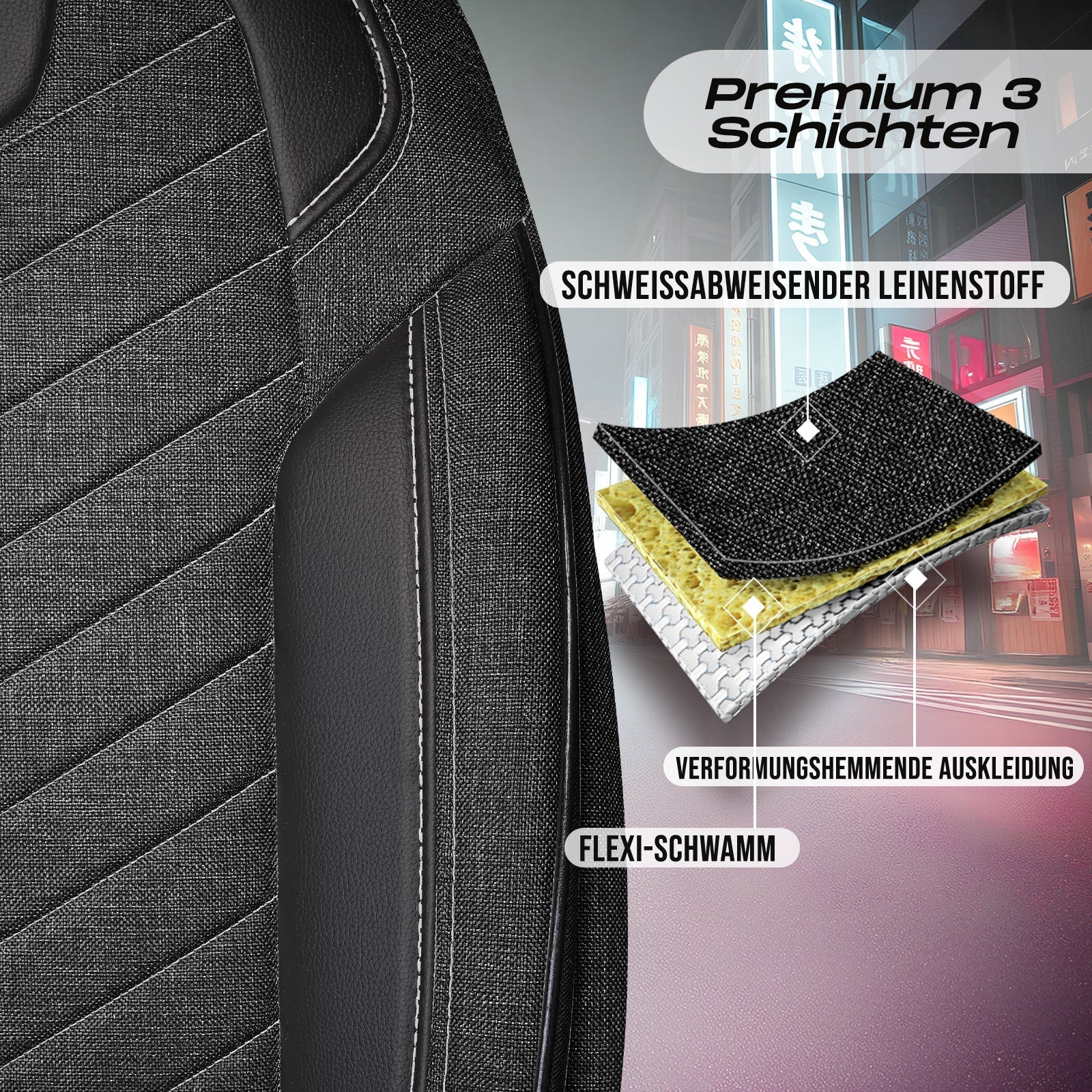 Munich Autositzbezüge für Hyundai ix20, Leinen