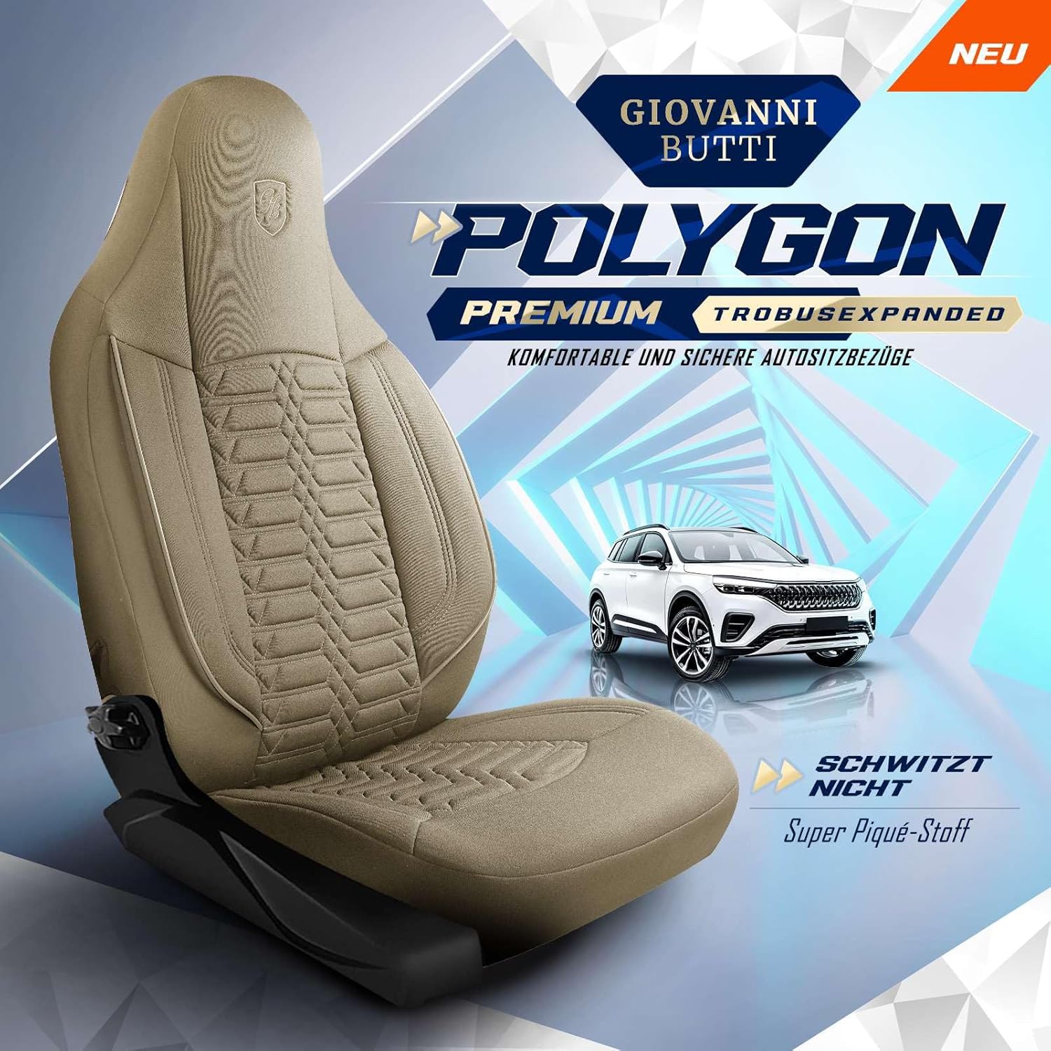 Polygon Autositzbezüge für PKW & SUV, Lacoste-Stoff