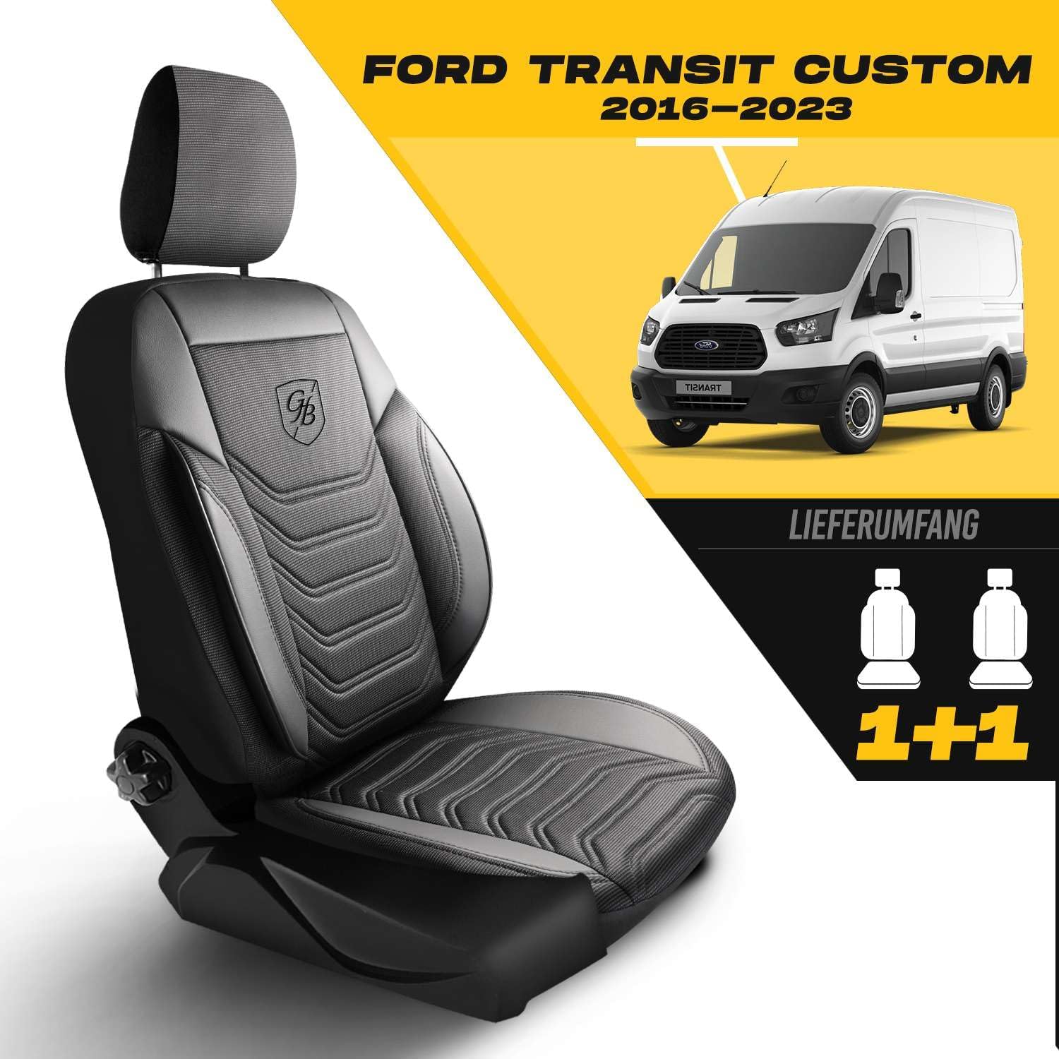 Autositzbezüge Universal 1+1 Transit Custom (2016-2023), Piqué-Stoff