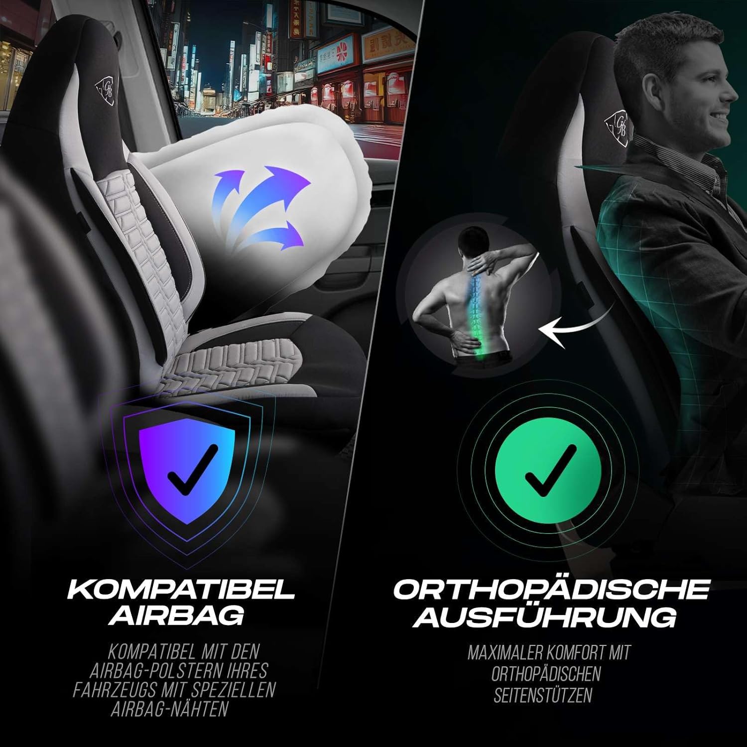 Polygon Autositzbezüge für PKW & SUV, Lacoste-Stoff