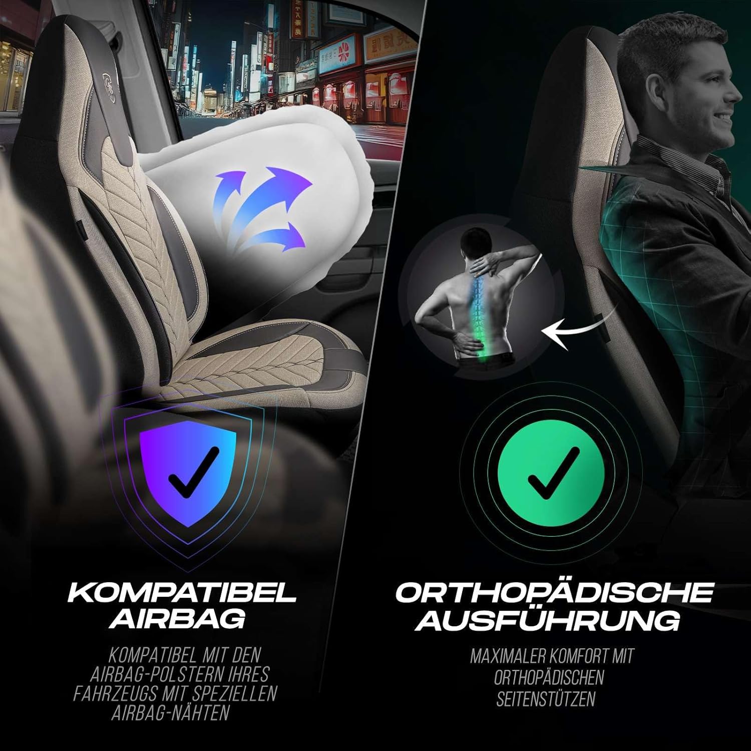 Munich Autositzbezüge für PKW & SUV, Leinen