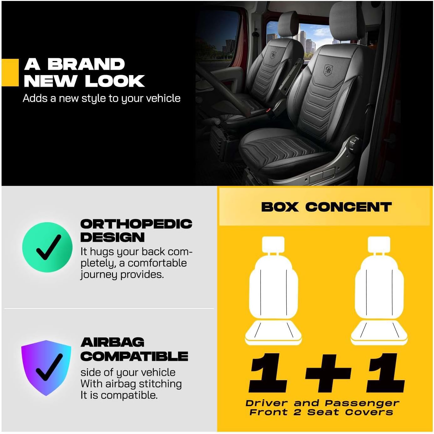 Autositzbezüge Universal 1+1 Transit Custom (2016-2023), Piqué-Stoff