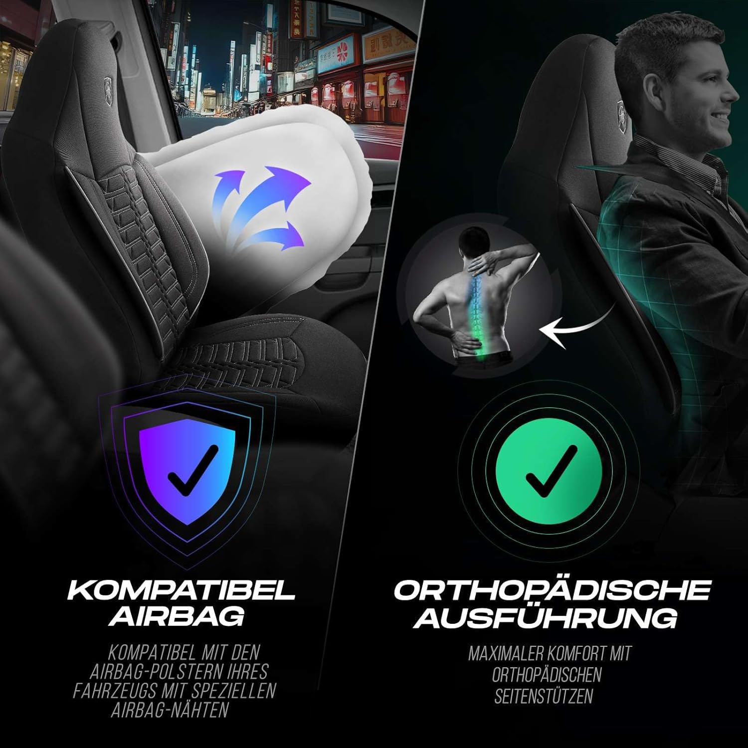 Polygon Autositzbezüge für Mitsubishi Lancer, Lacoste-Stoff