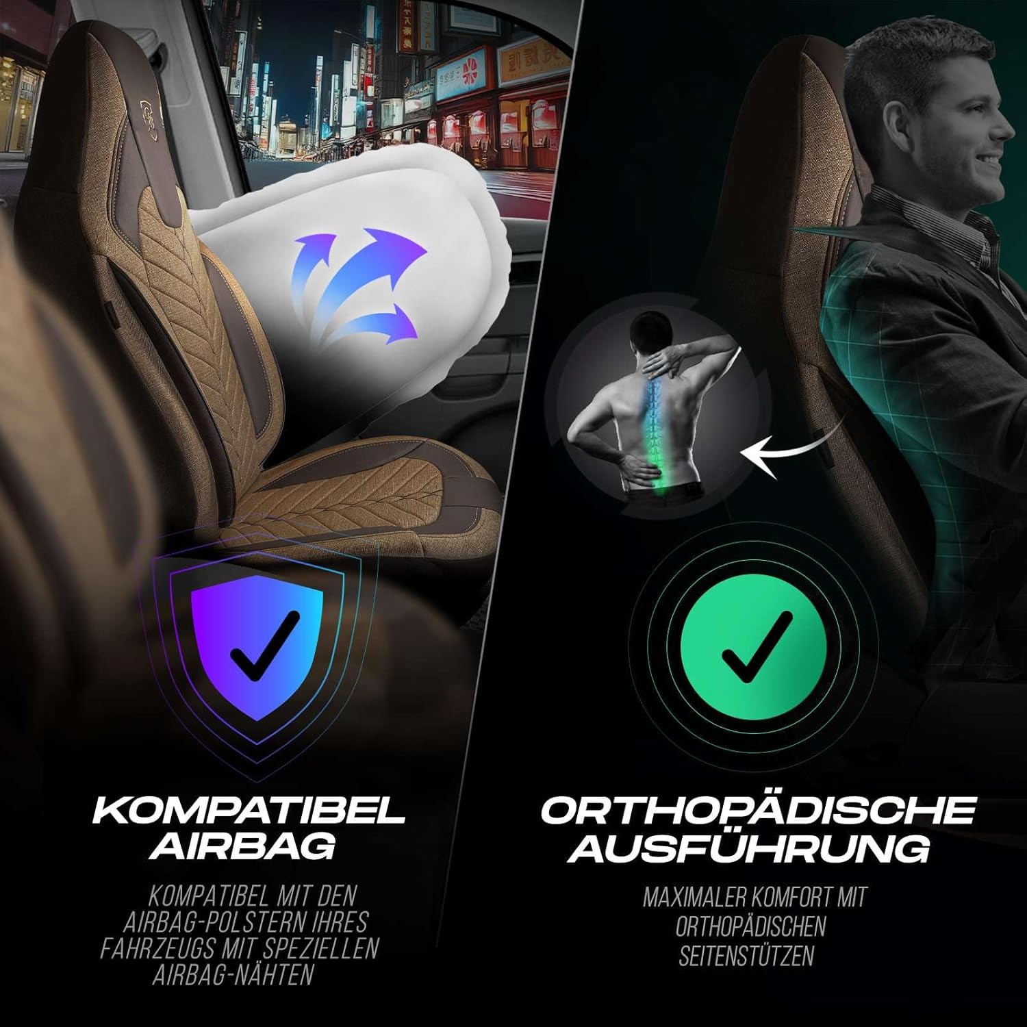 Munich Autositzbezüge für PKW & SUV, Leinen