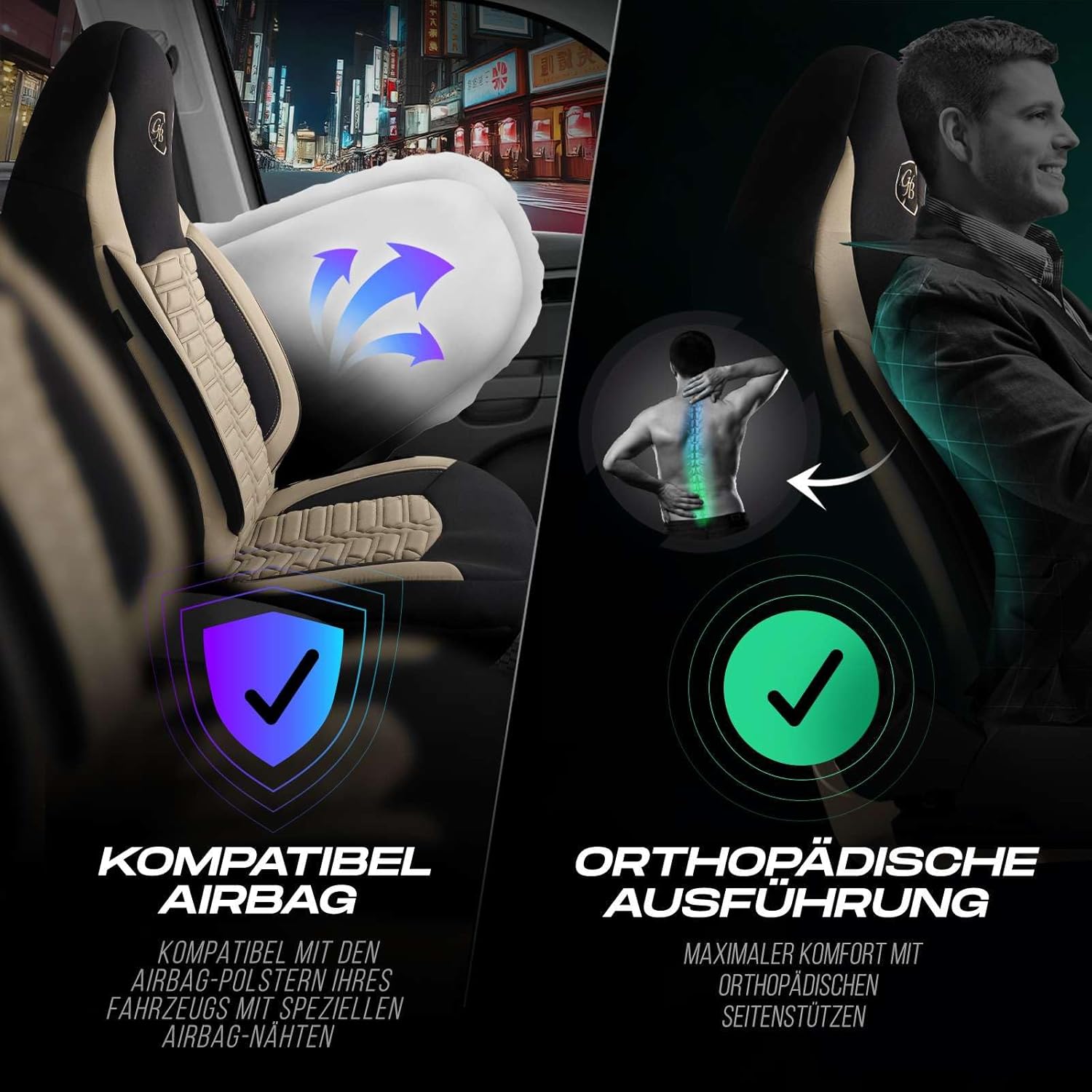 Polygon Autositzbezüge für Seat Leon, Lacoste-Stoff