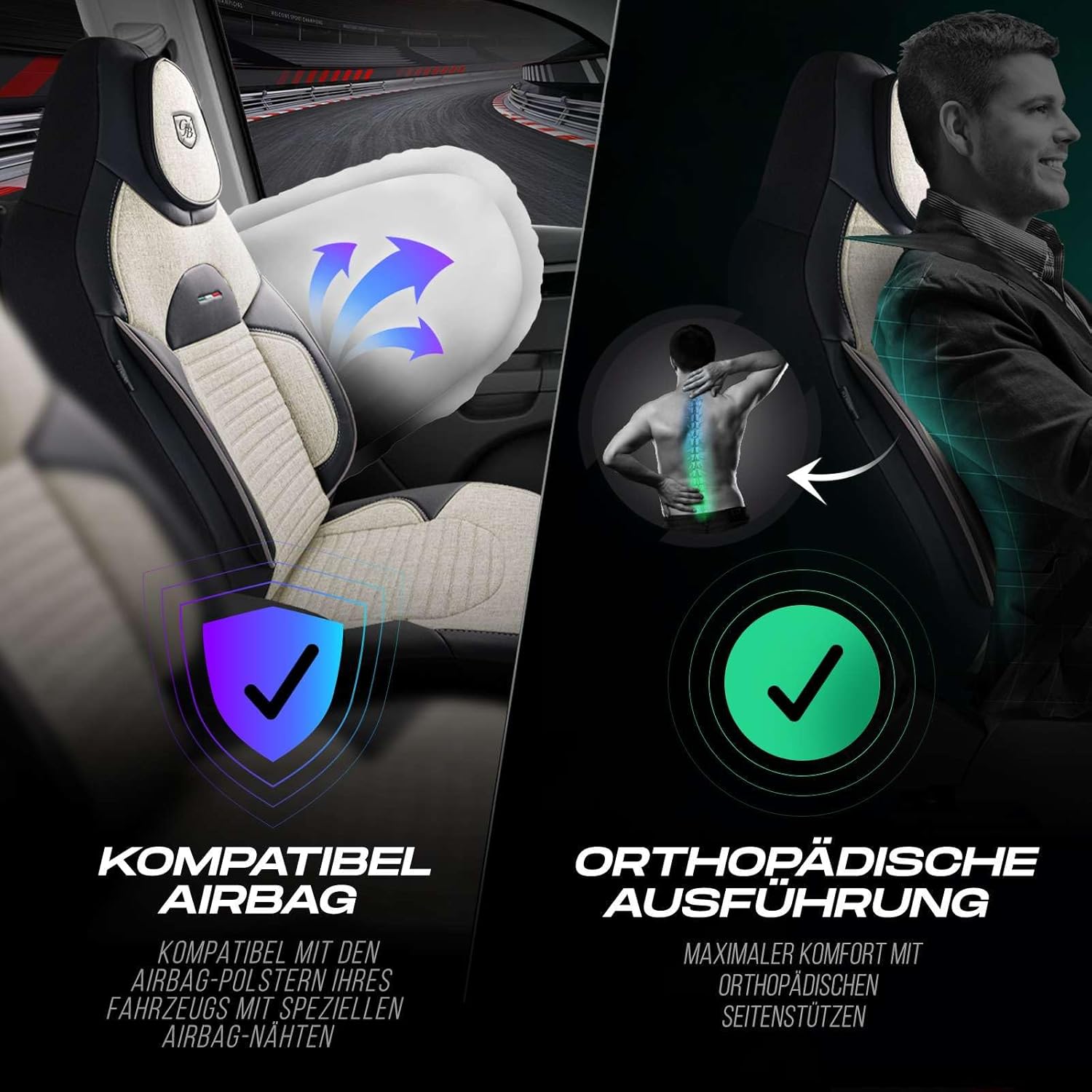 Enzo Autositzbezüge für Mercedes Benz A-Klasse, Leinen