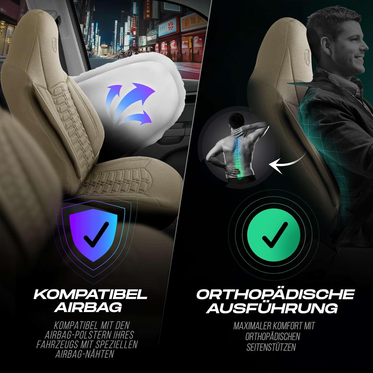 Polygon Autositzbezüge für Mercedes Benz A-Klasse, Lacoste-Stoff