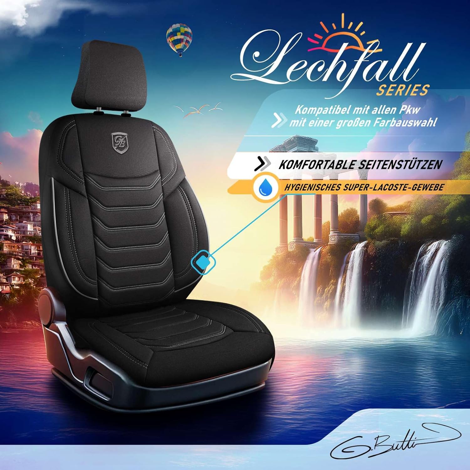 Lechfall Autositzbezüge für Audi A3, Lacoste-Stoff
