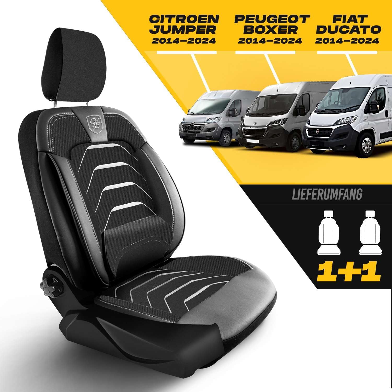 Autositzbezüge Universal 1+1 für FIAT Ducato (2014-2026), Leinen