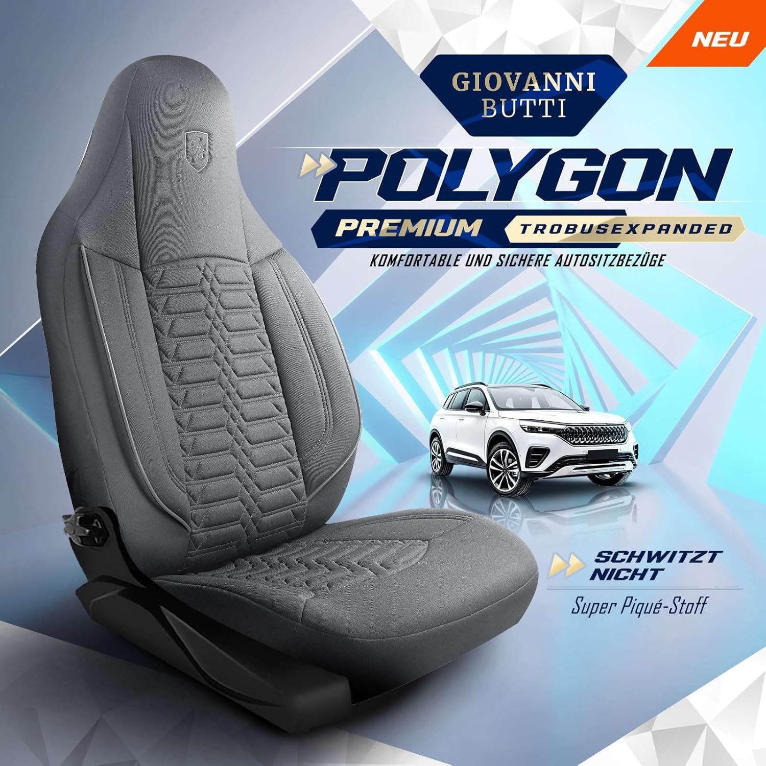 Polygon Autositzbezüge für PKW & SUV, Lacoste-Stoff