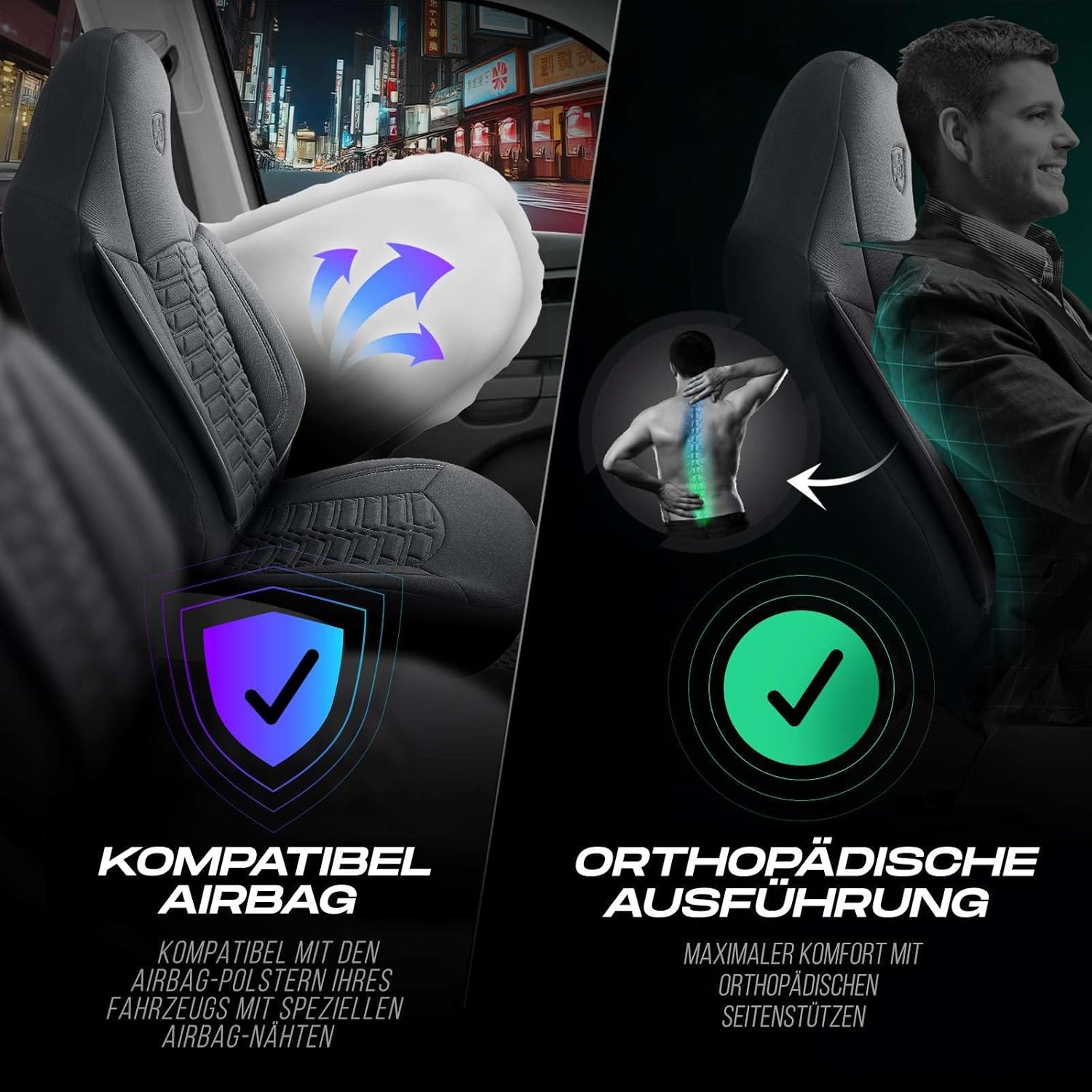 Polygon Autositzbezüge für Mercedes Benz A-Klasse, Lacoste-Stoff