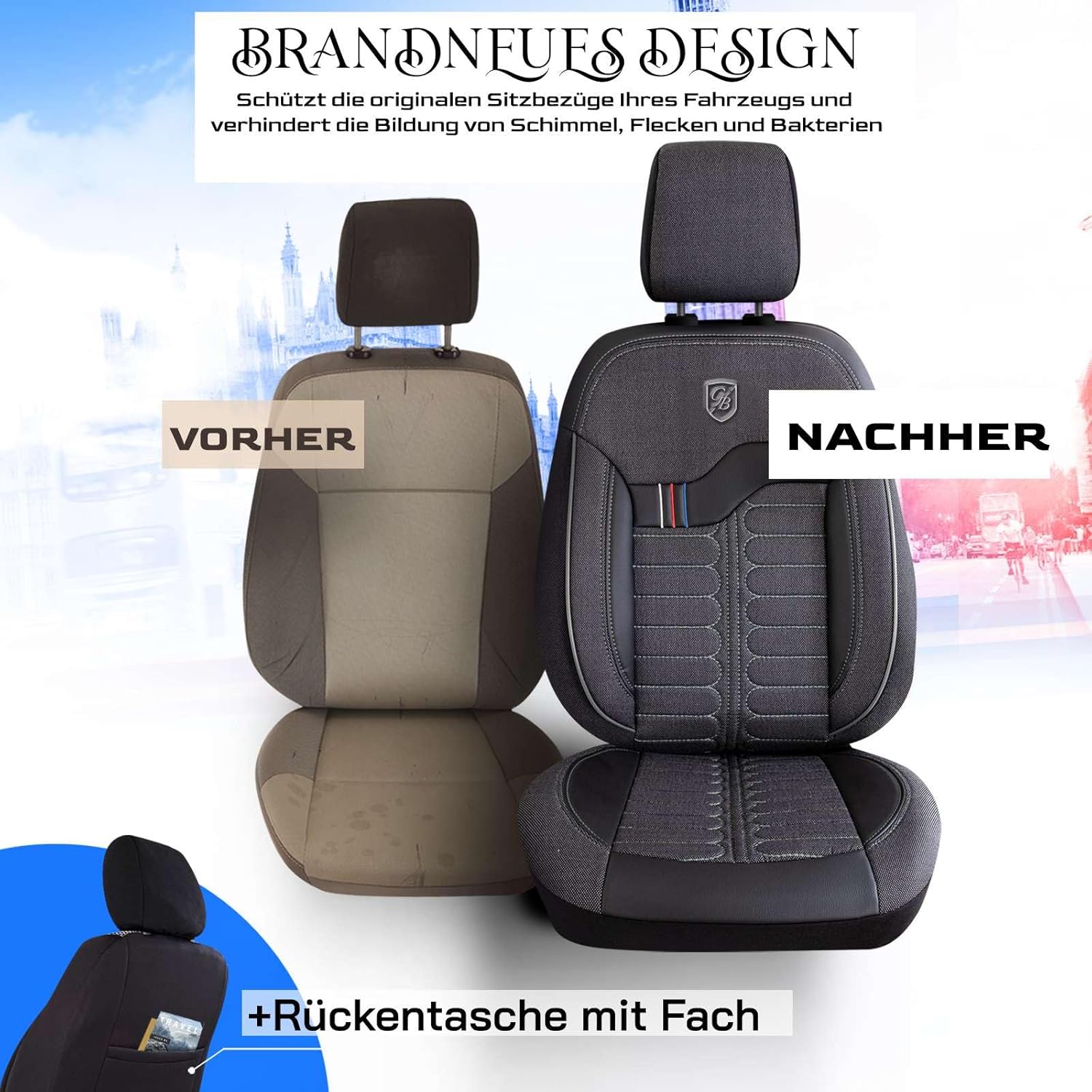 Londra Autositzbezüge für Mercedes Benz A-Klasse, Jacquard Sitzauflage