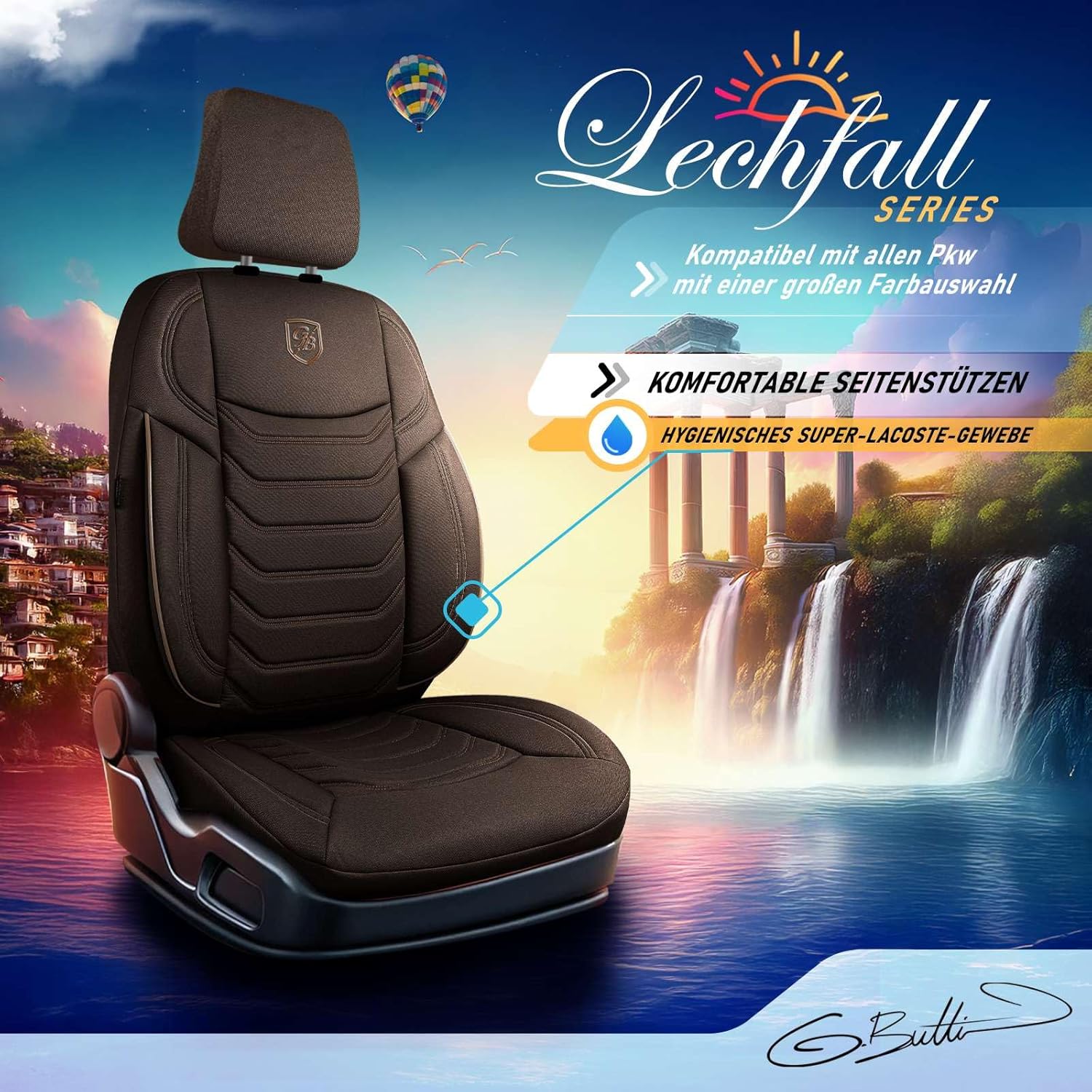 Lechfall Autositzbezüge für Fiat Qubo, Lacoste-Stoff
