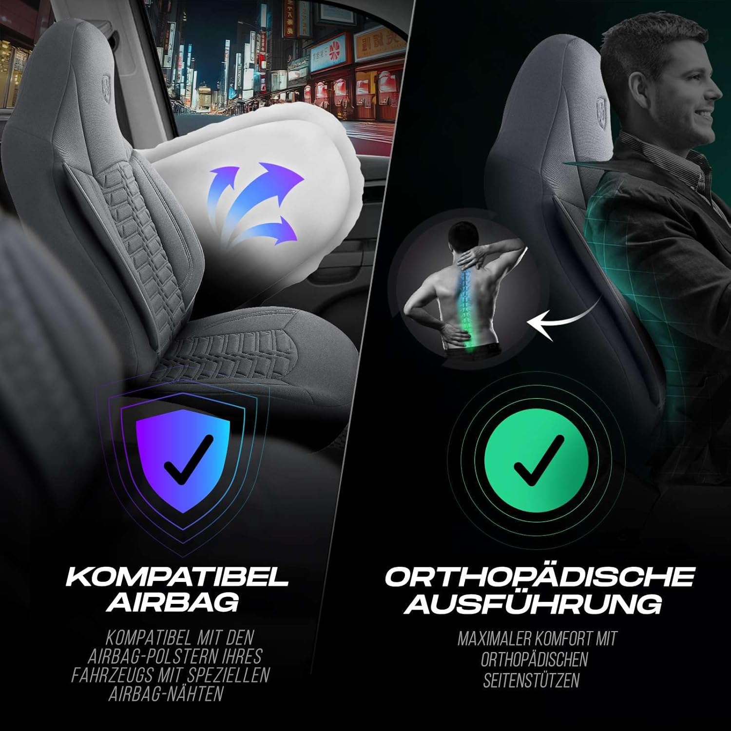 Polygon Autositzbezüge für PKW & SUV, Lacoste-Stoff