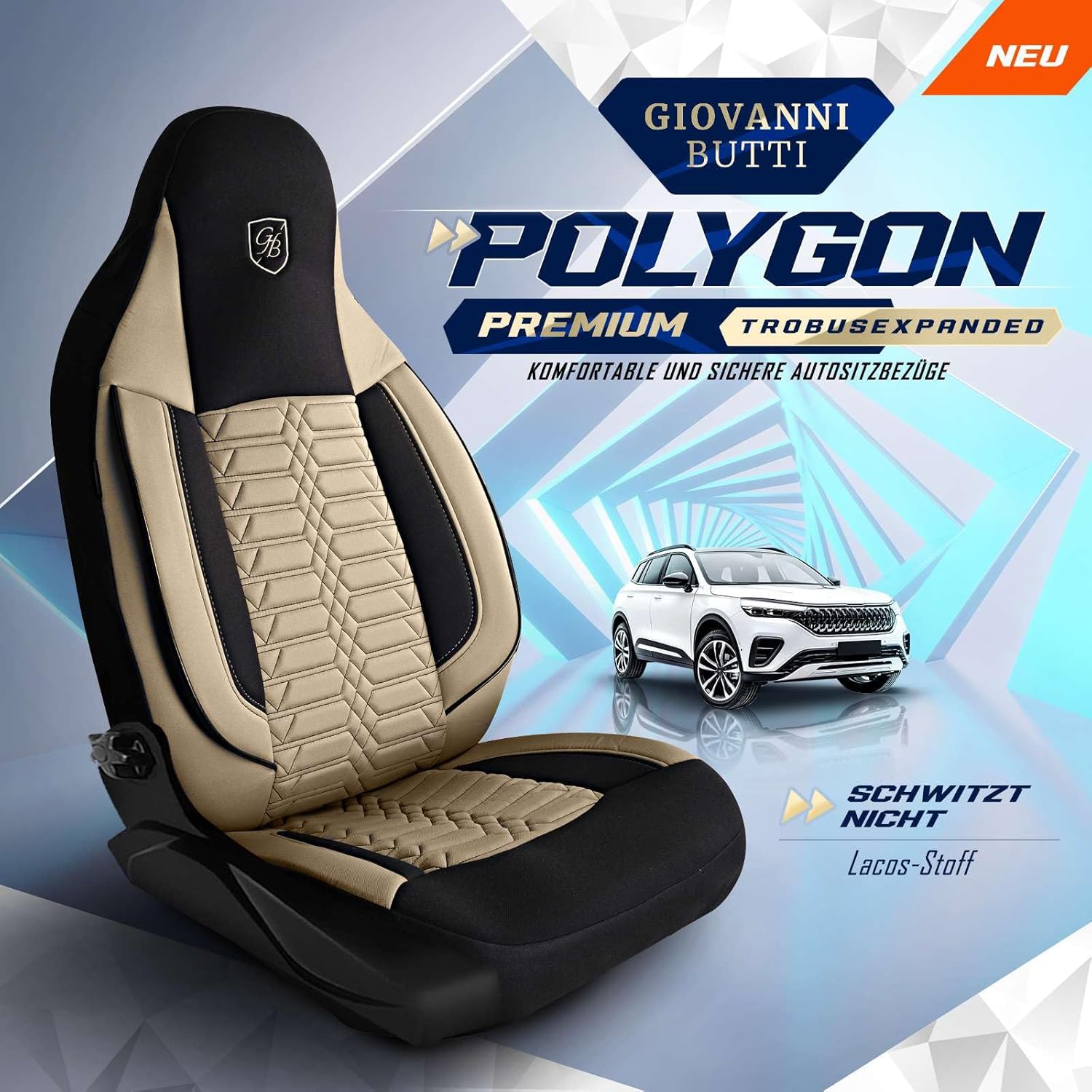 Polygon Autositzbezüge für Jaguar XF, Lacoste-Stoff