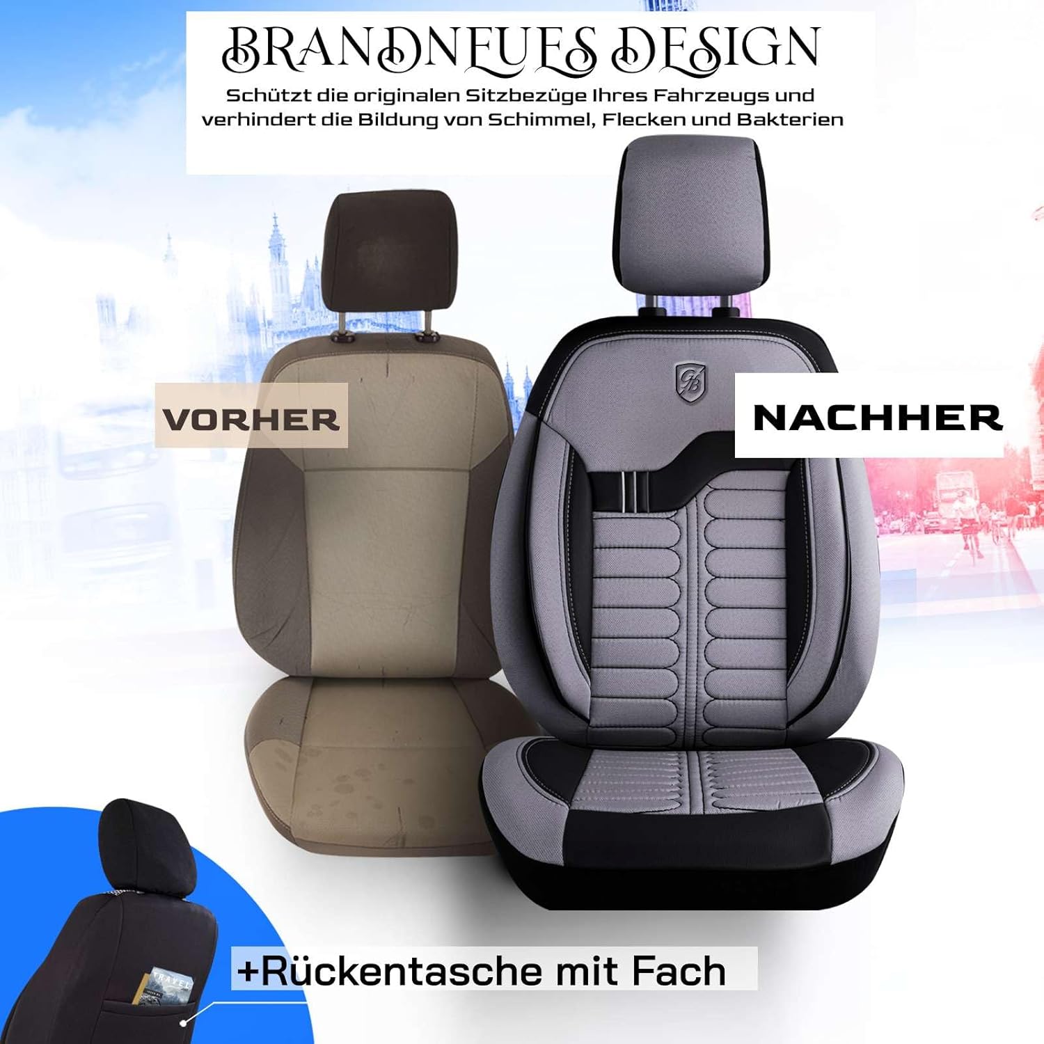 Londra Autositzbezüge für Mercedes Benz A-Klasse, Jacquard Sitzauflage