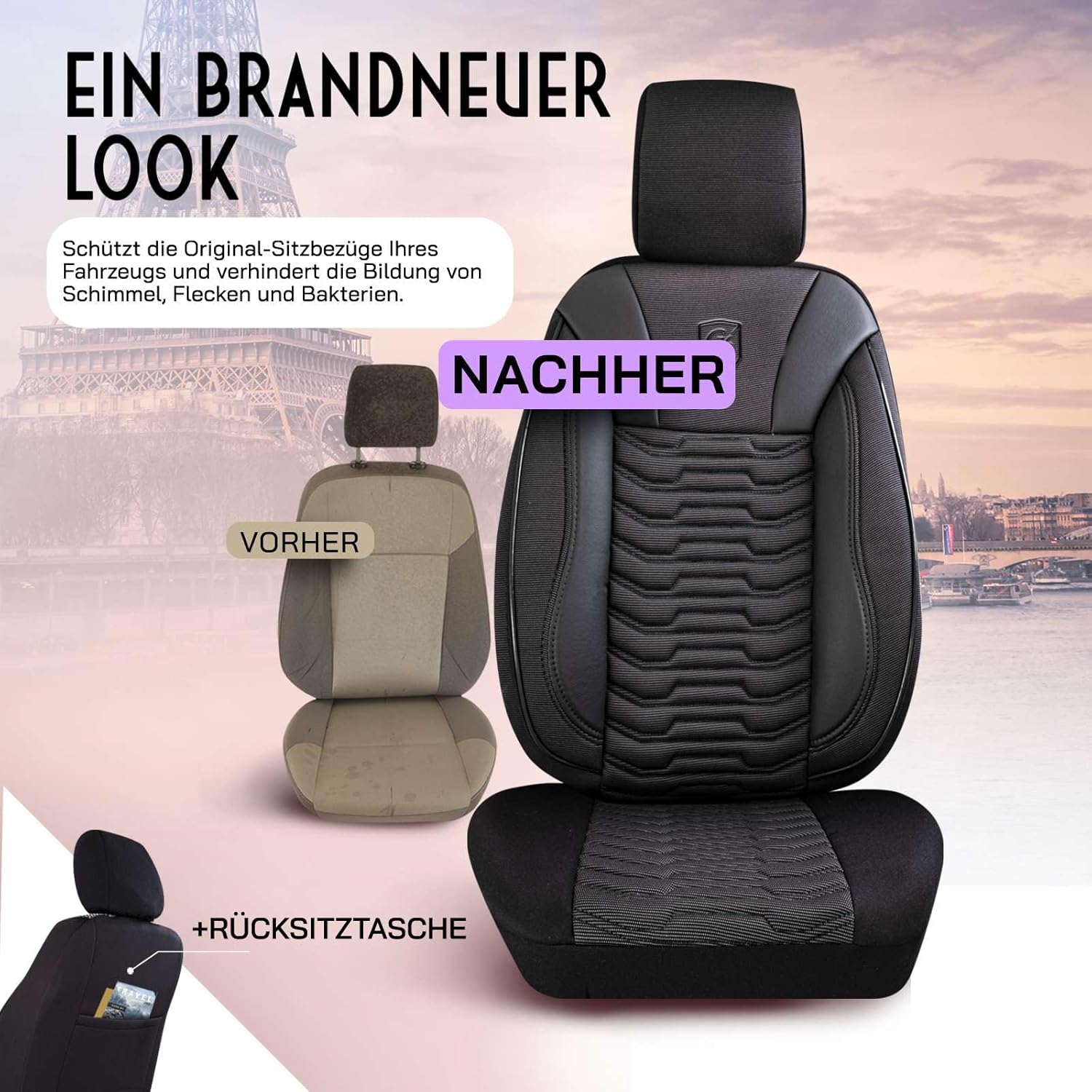 Paris Autositzbezüge für Mazda 6, Piqué-Stoff