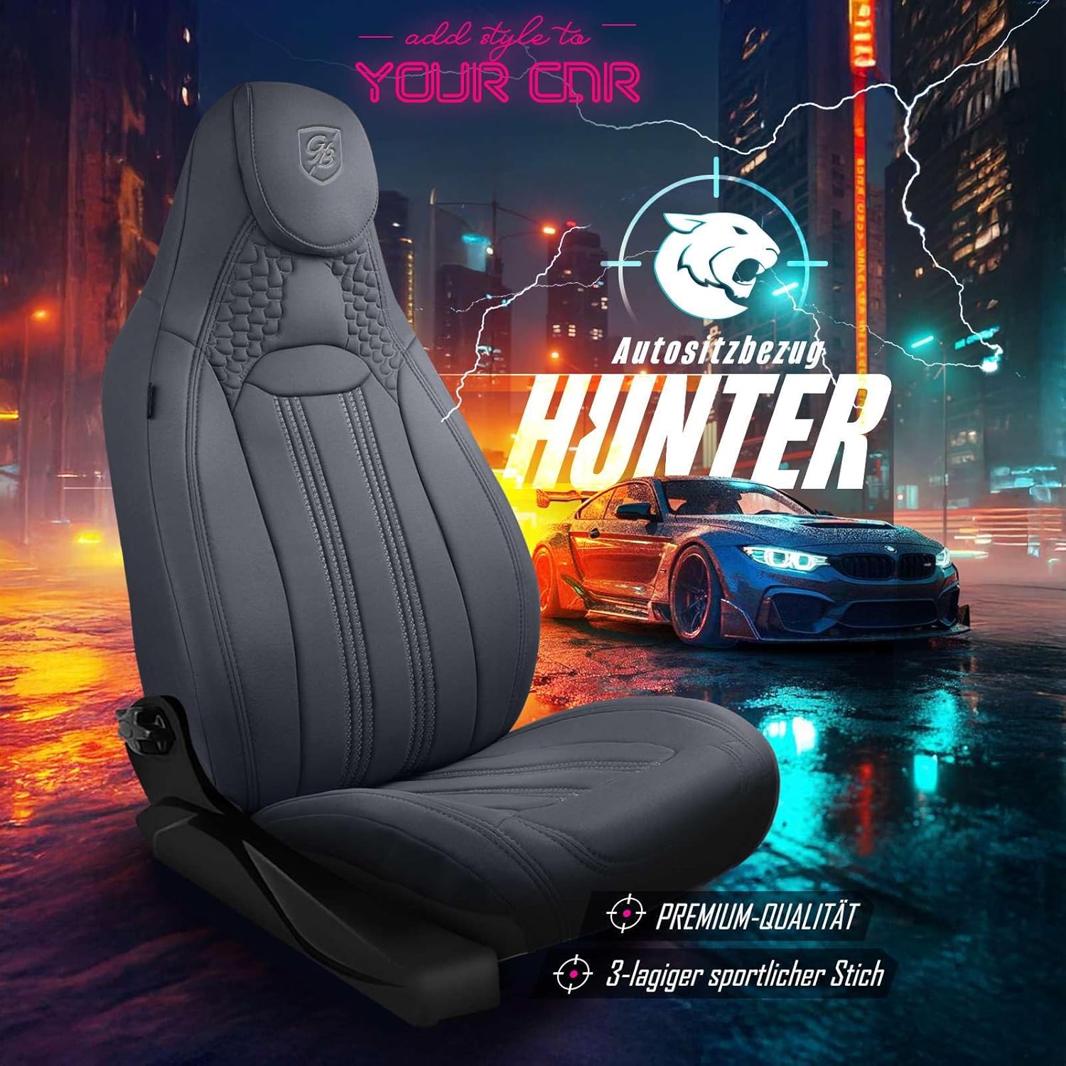 Hunter Autositzbezüge für PKW & SUV, Lacoste-Stoff